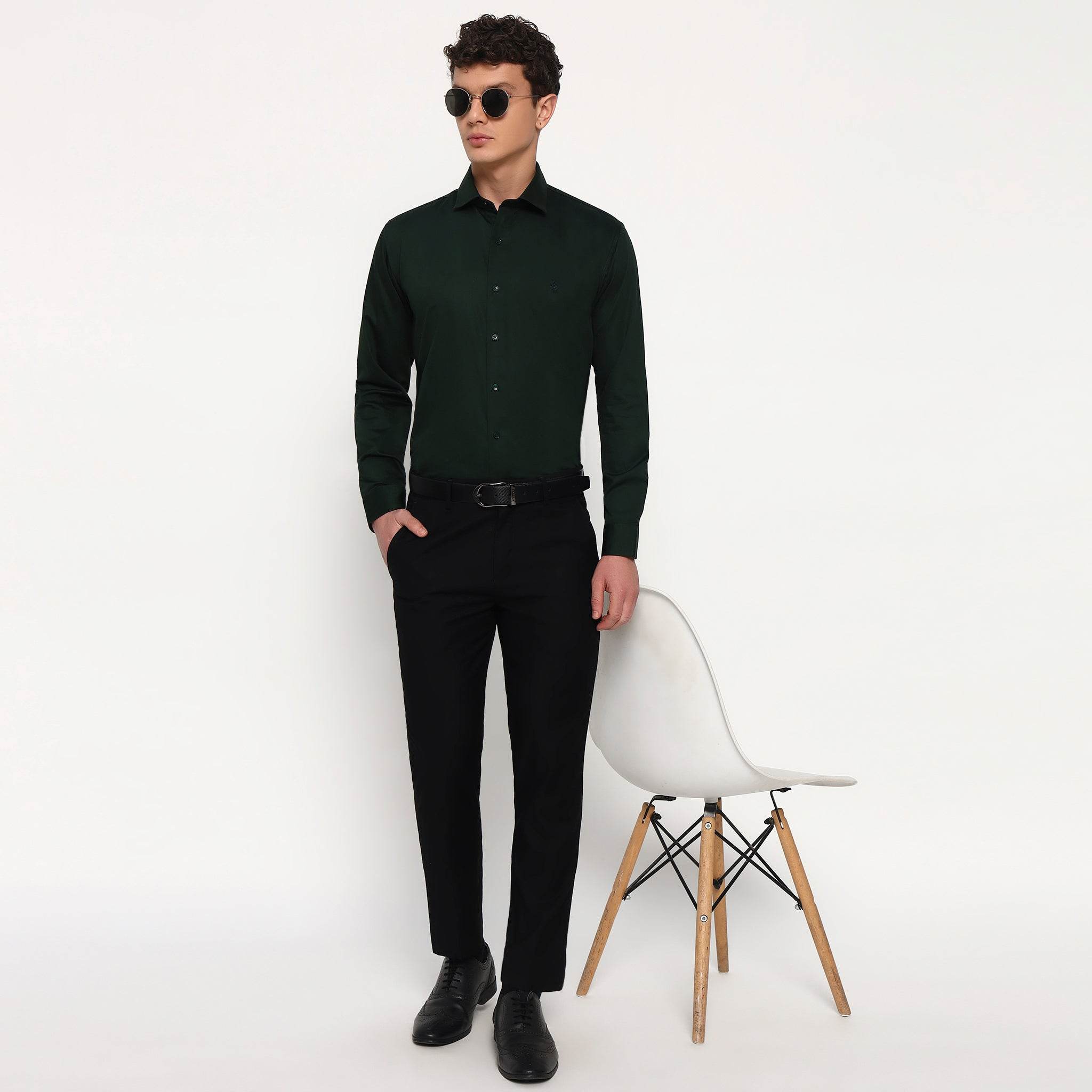 Forest Green Satin Shirt