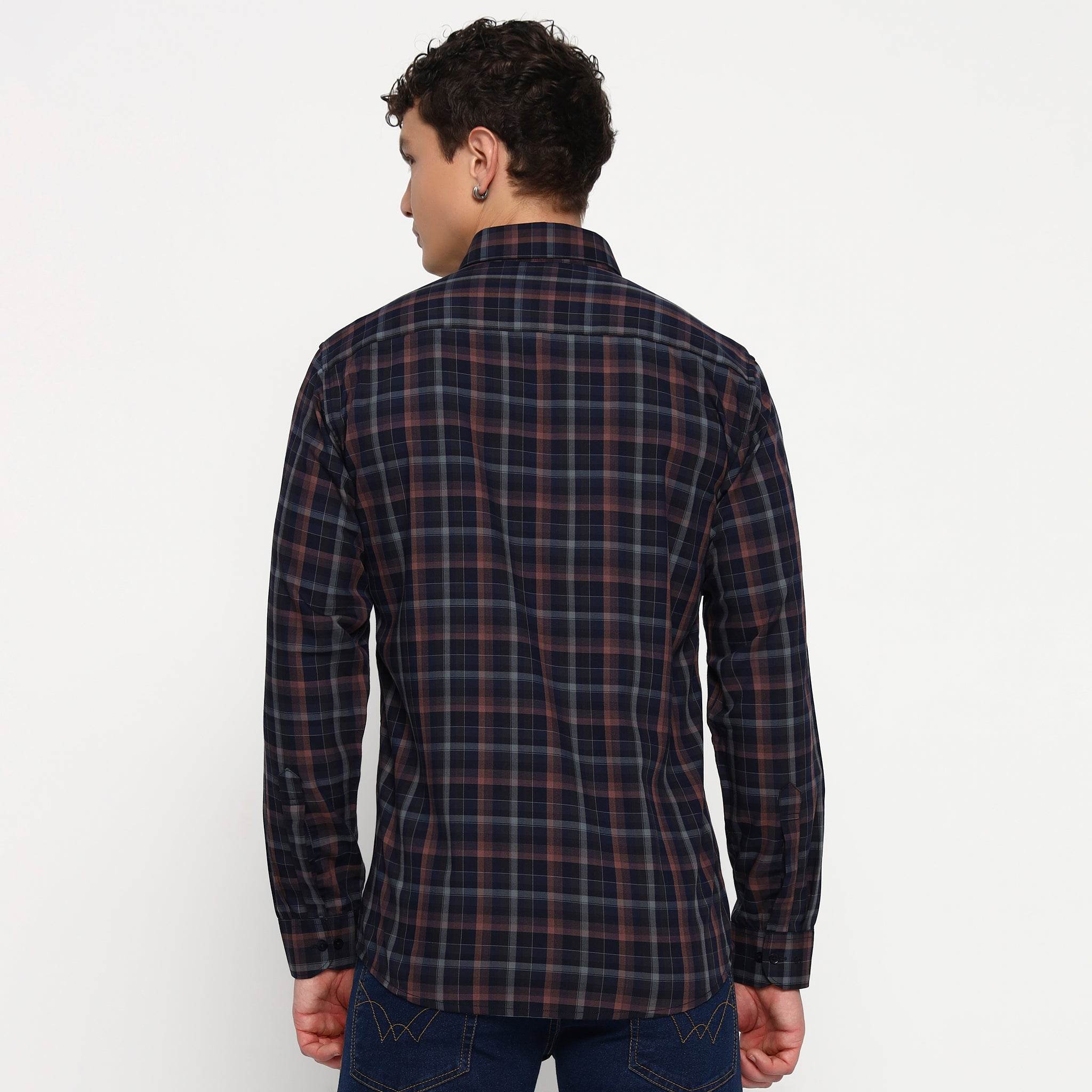 Navy Blue Checks Bamboo Shirt