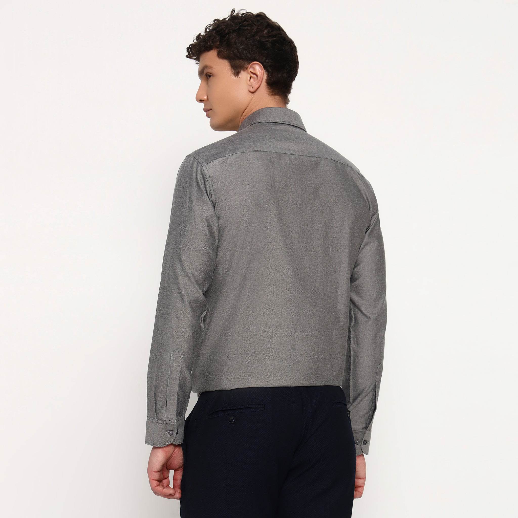 Silver Grey Oxford Cotton Shirt