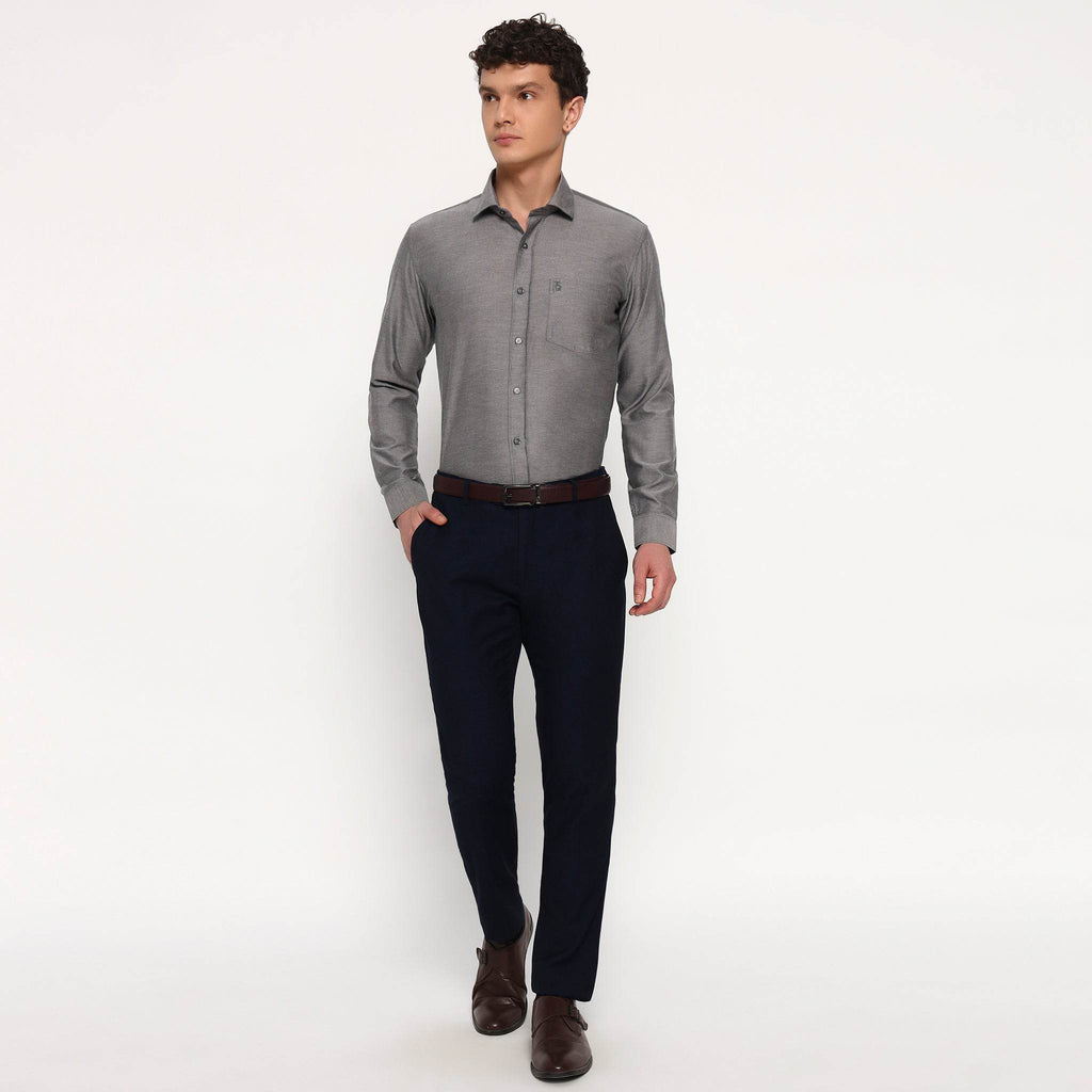 Silver Grey Oxford Cotton Shirt