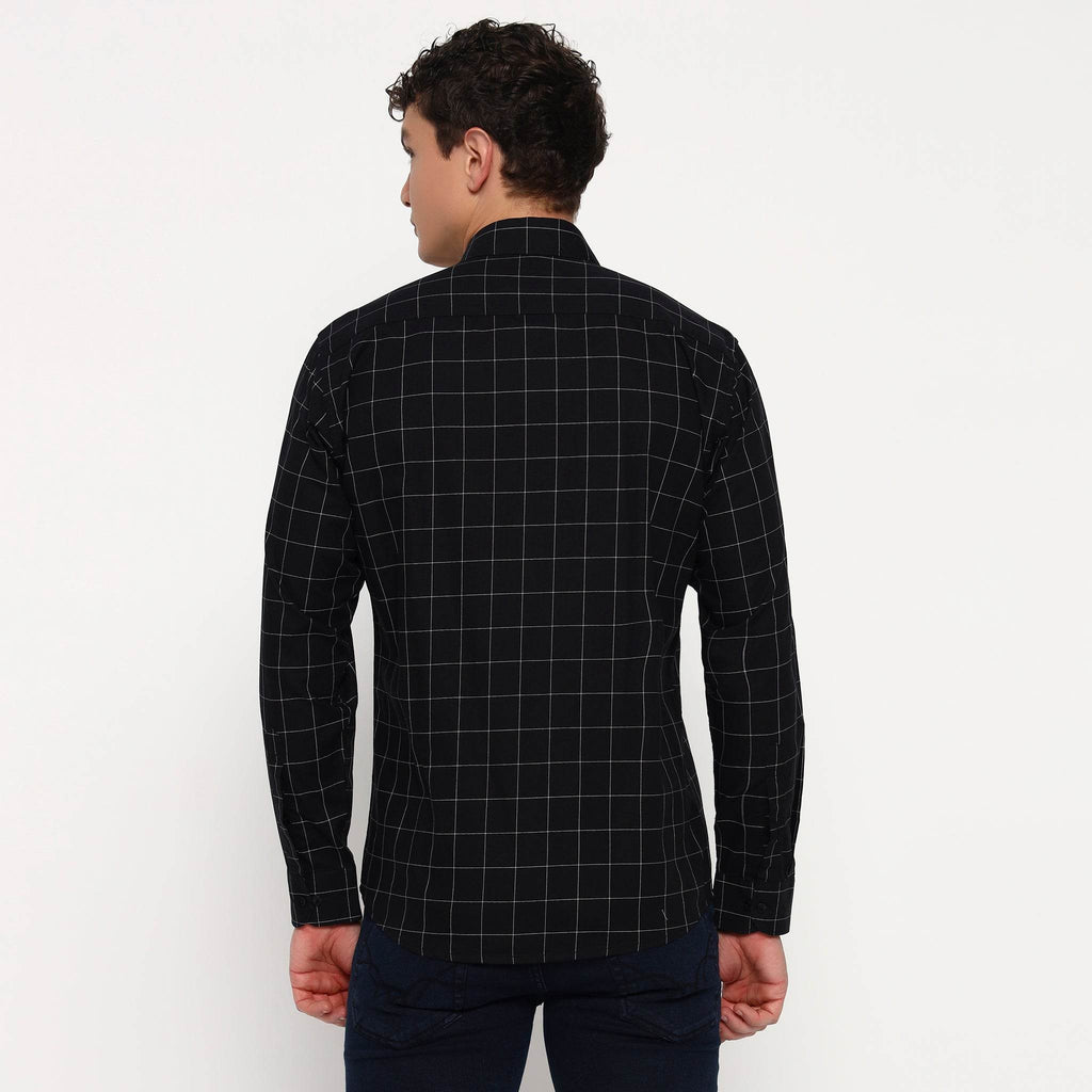 Black Matrix Checks Cotton Shirt