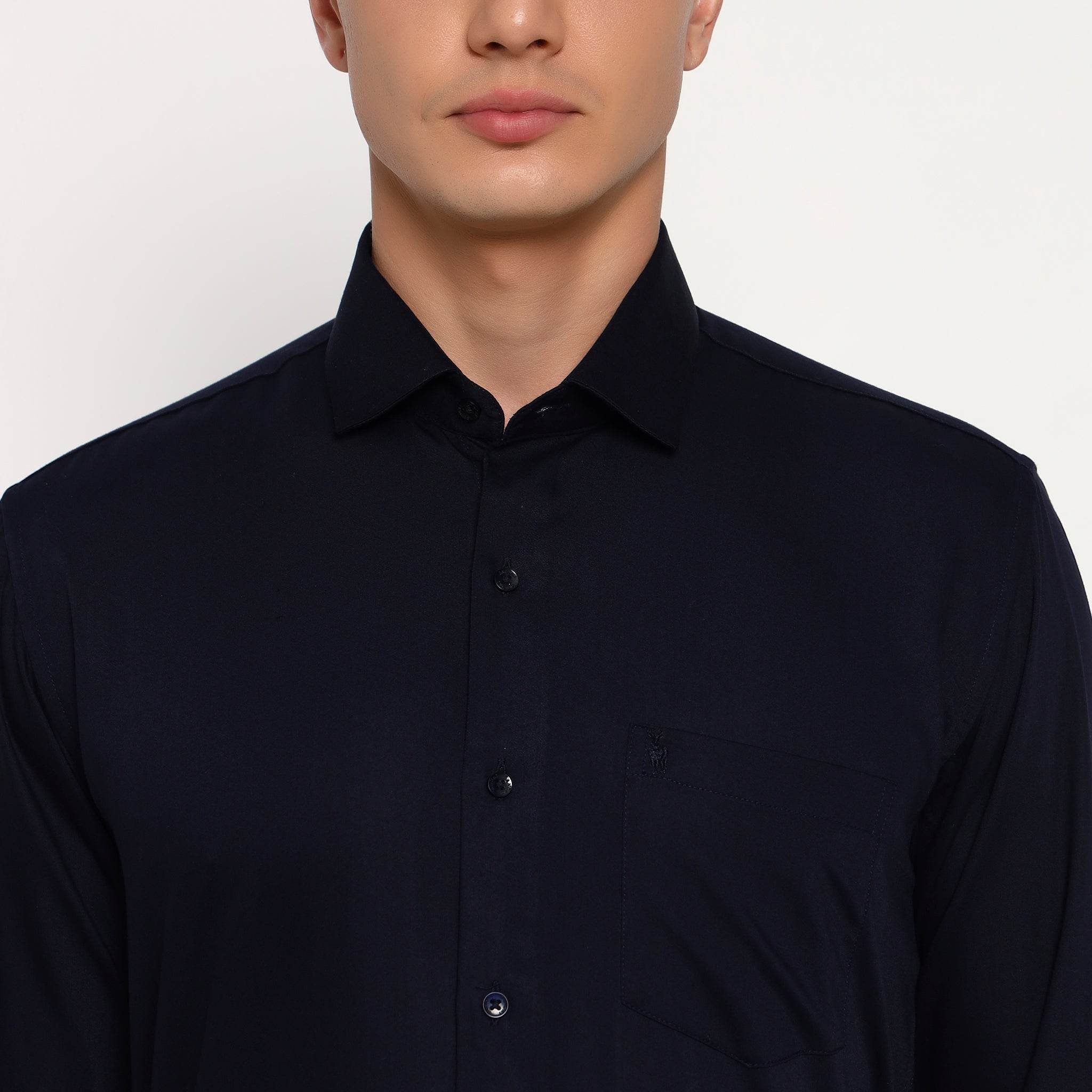 Navy Blue Satin Shirt