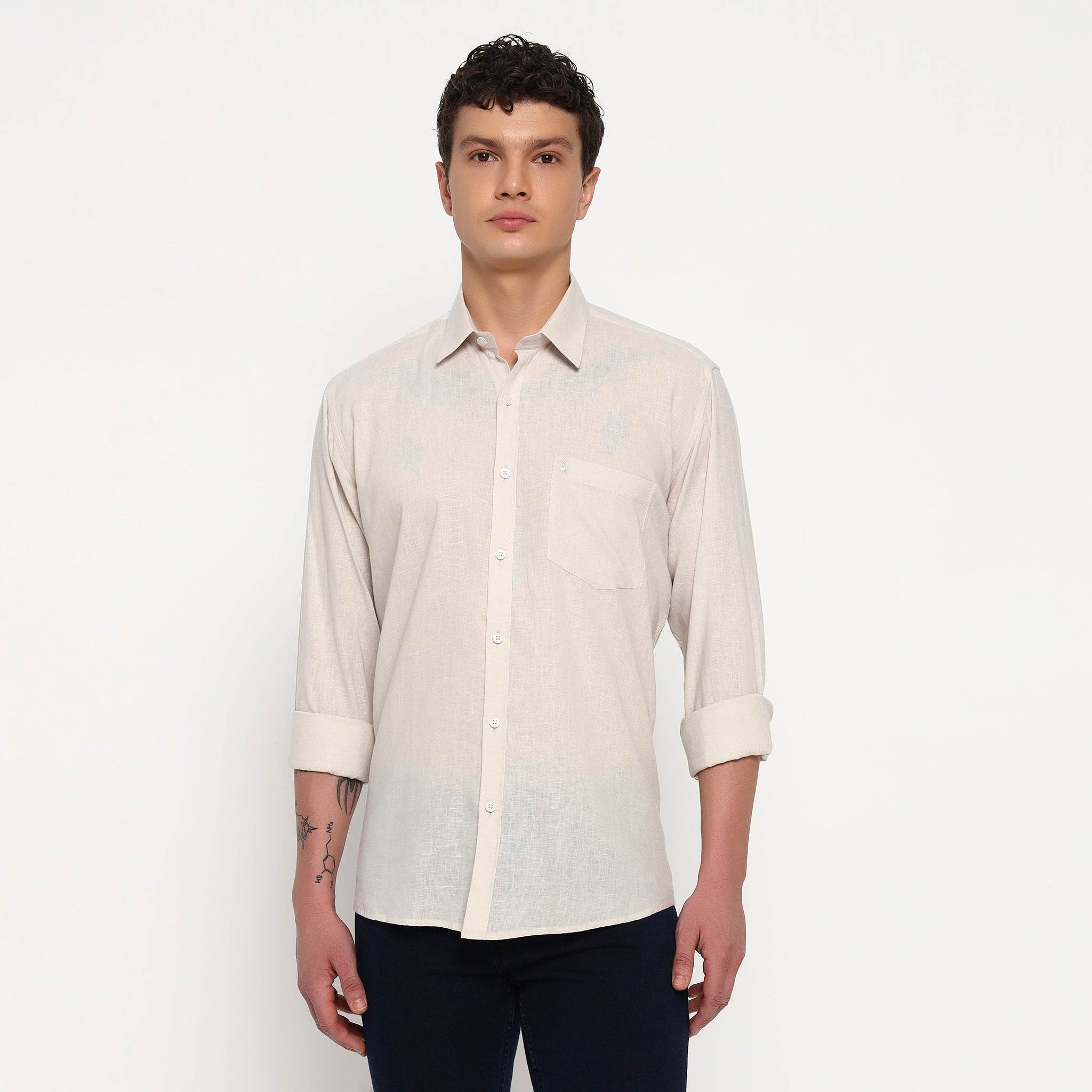 Beige Belgian Linen Shirt
