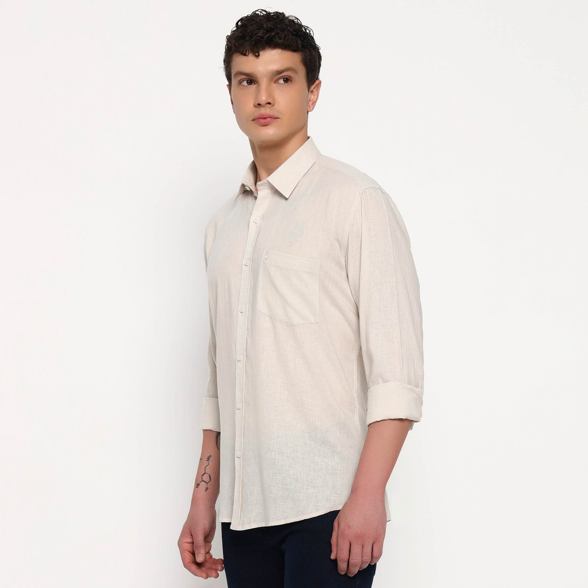 Beige Belgian Linen Shirt