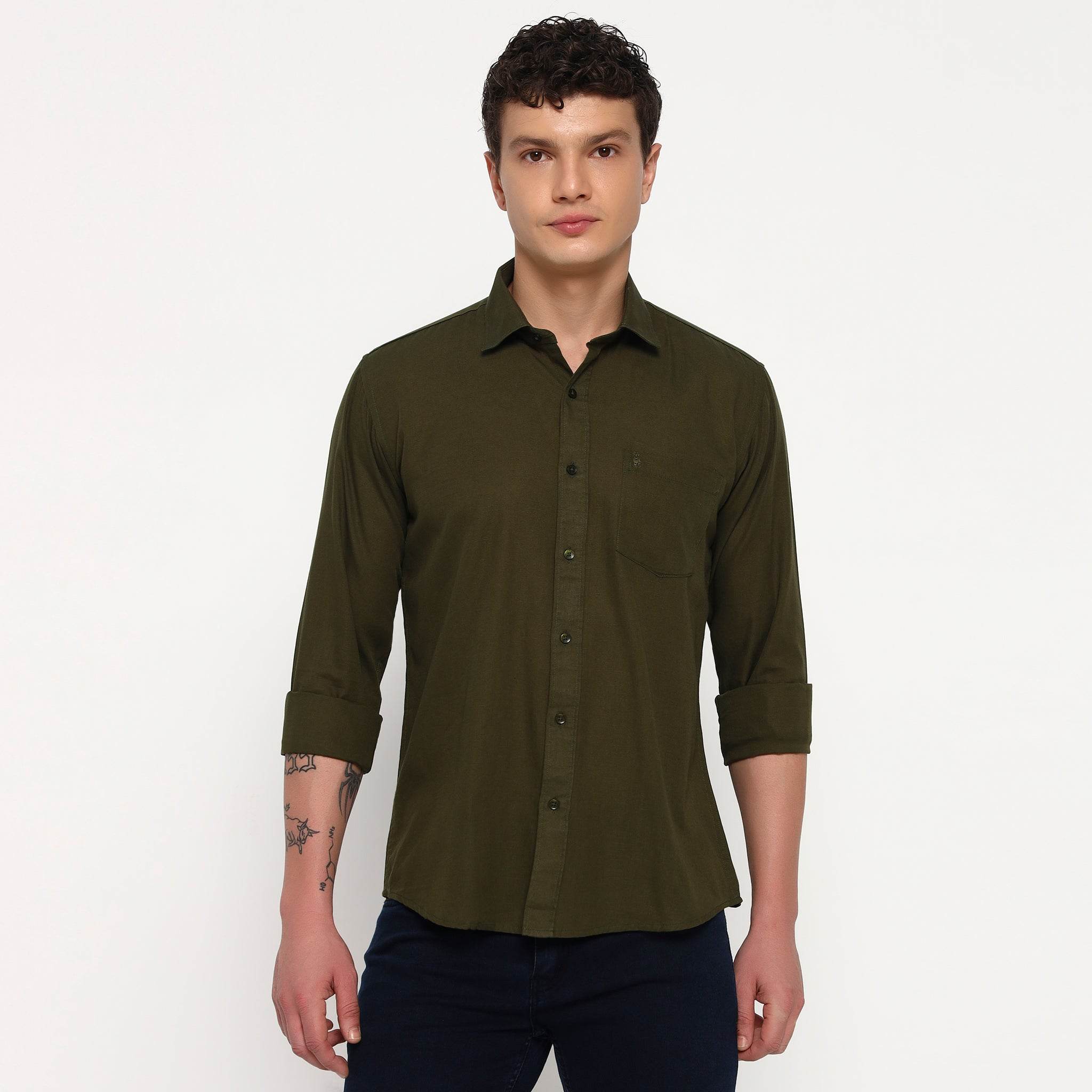 Dark Green Cotton Shirt