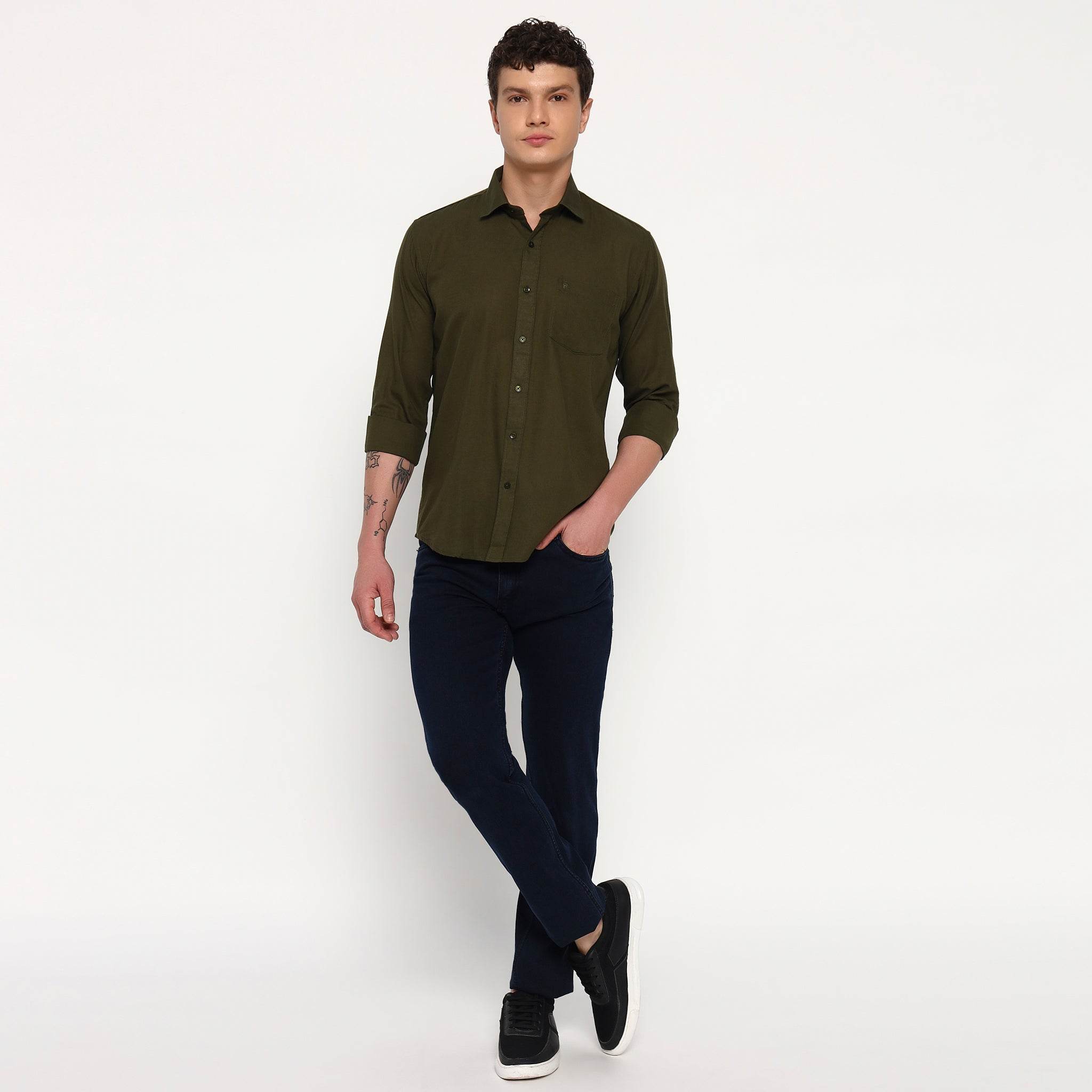 Dark Green Cotton Shirt