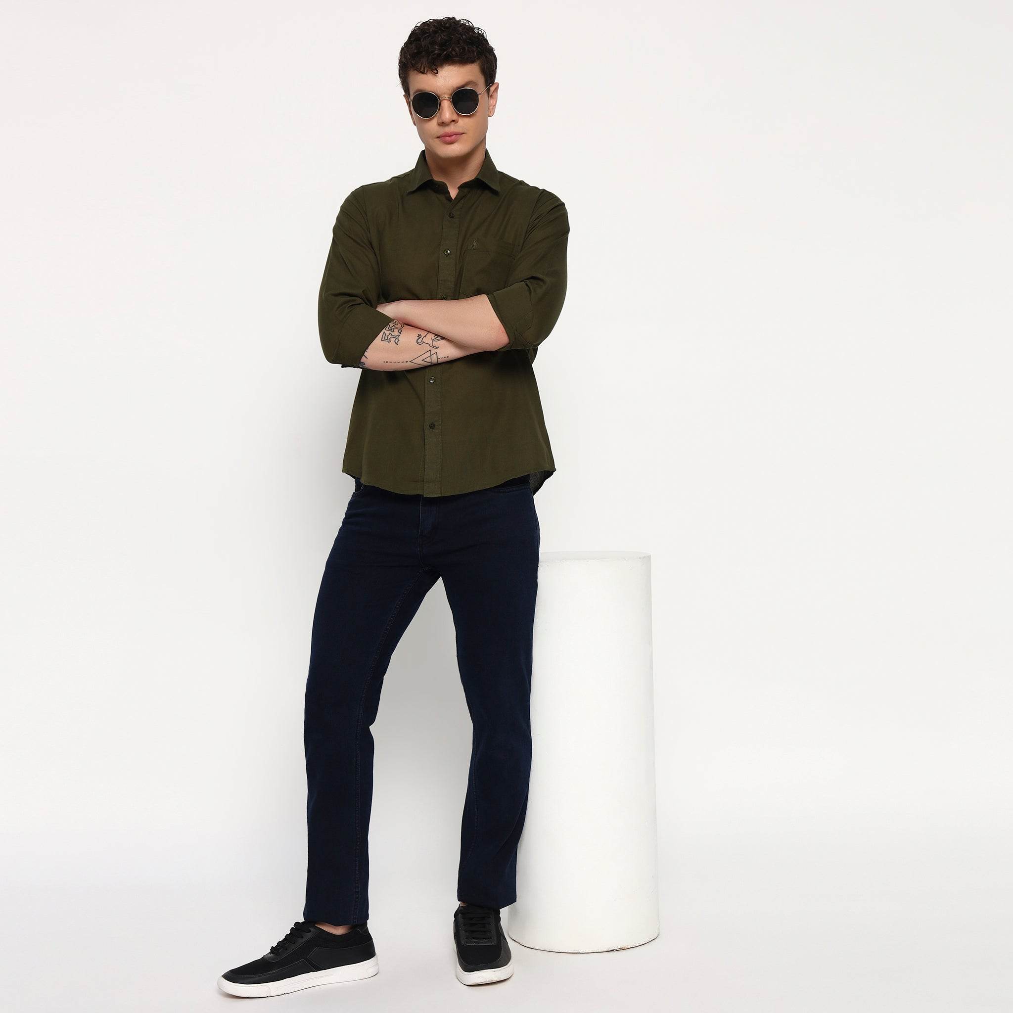 Dark Green Cotton Shirt