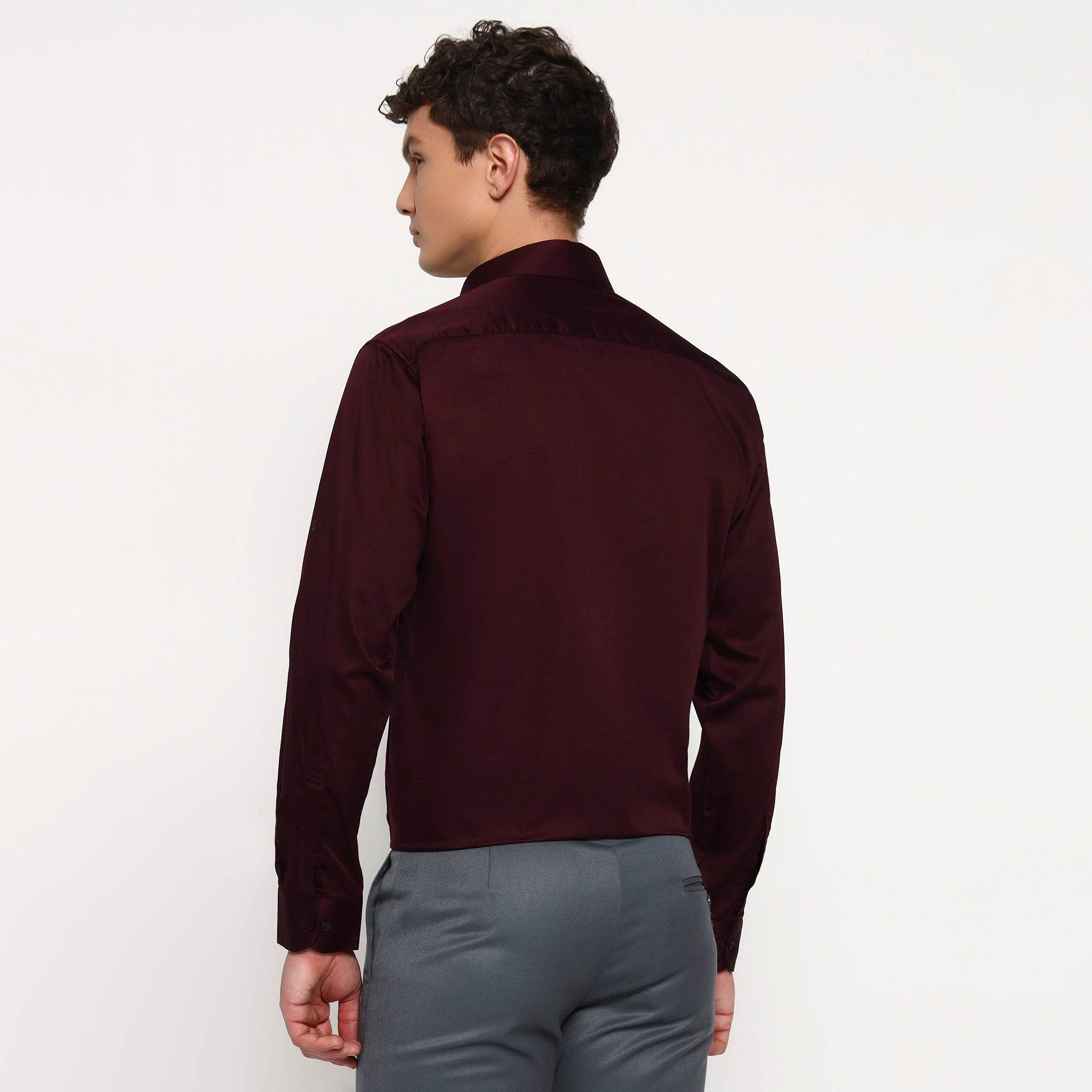 Maroon Satin Shirt