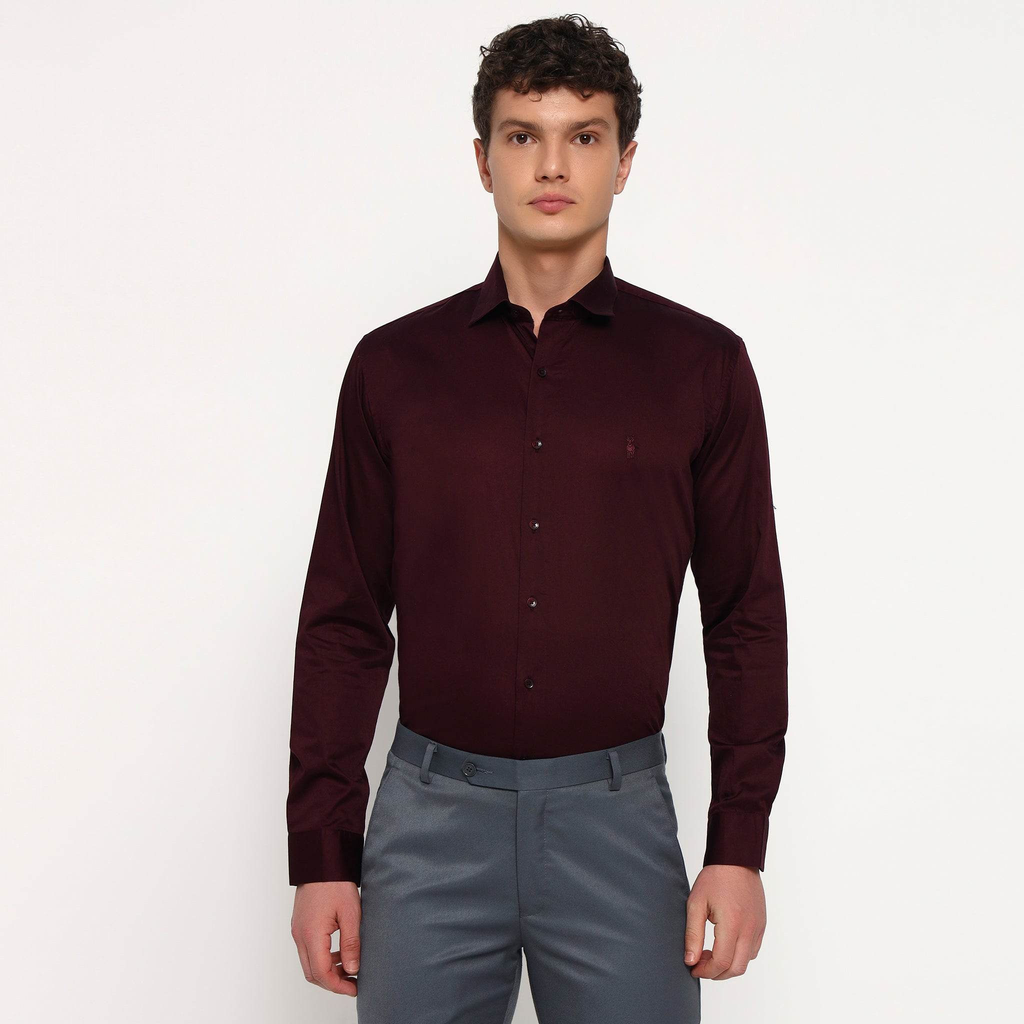 Maroon Satin Shirt