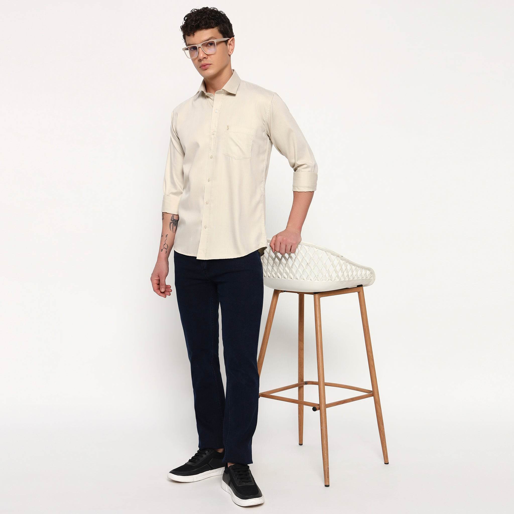 Sandline Beige Stripes Bamboo Shirt