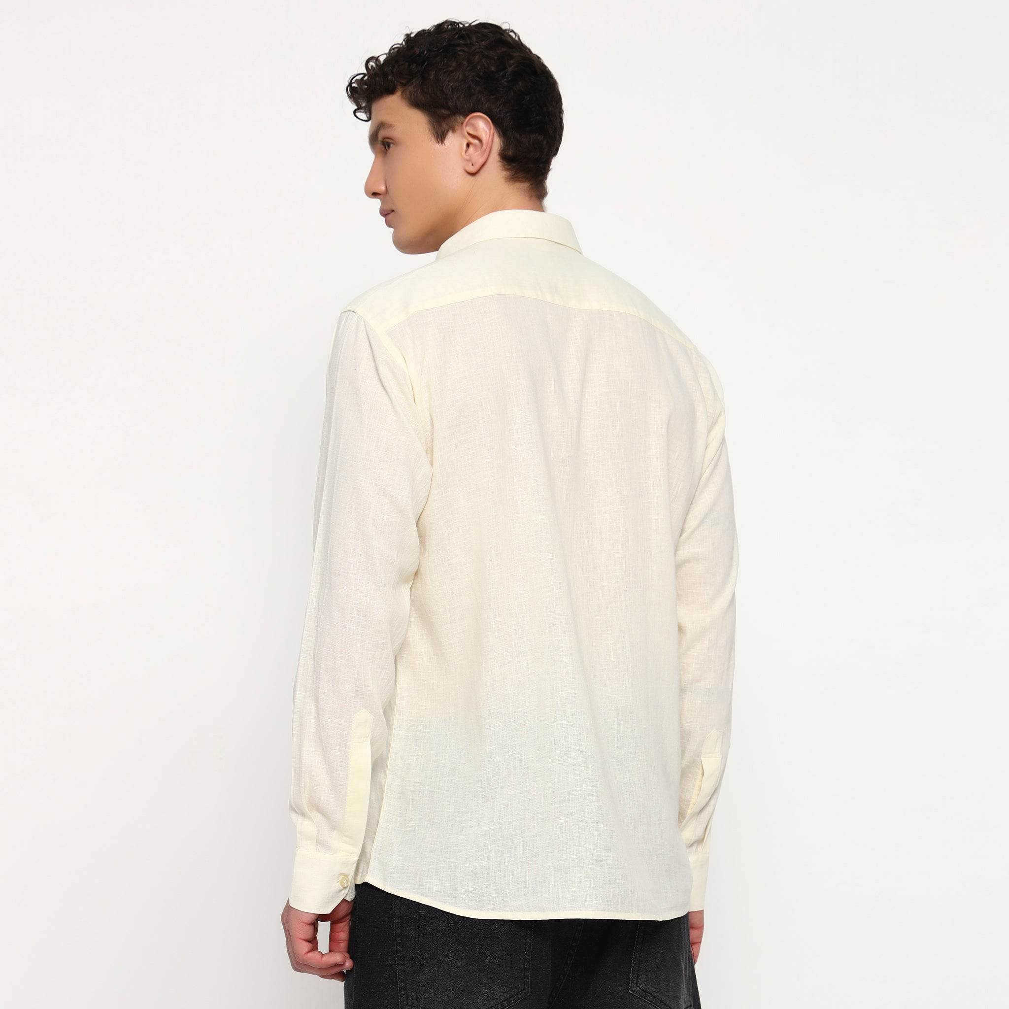 Pale Yellow Belgian Linen Shirt