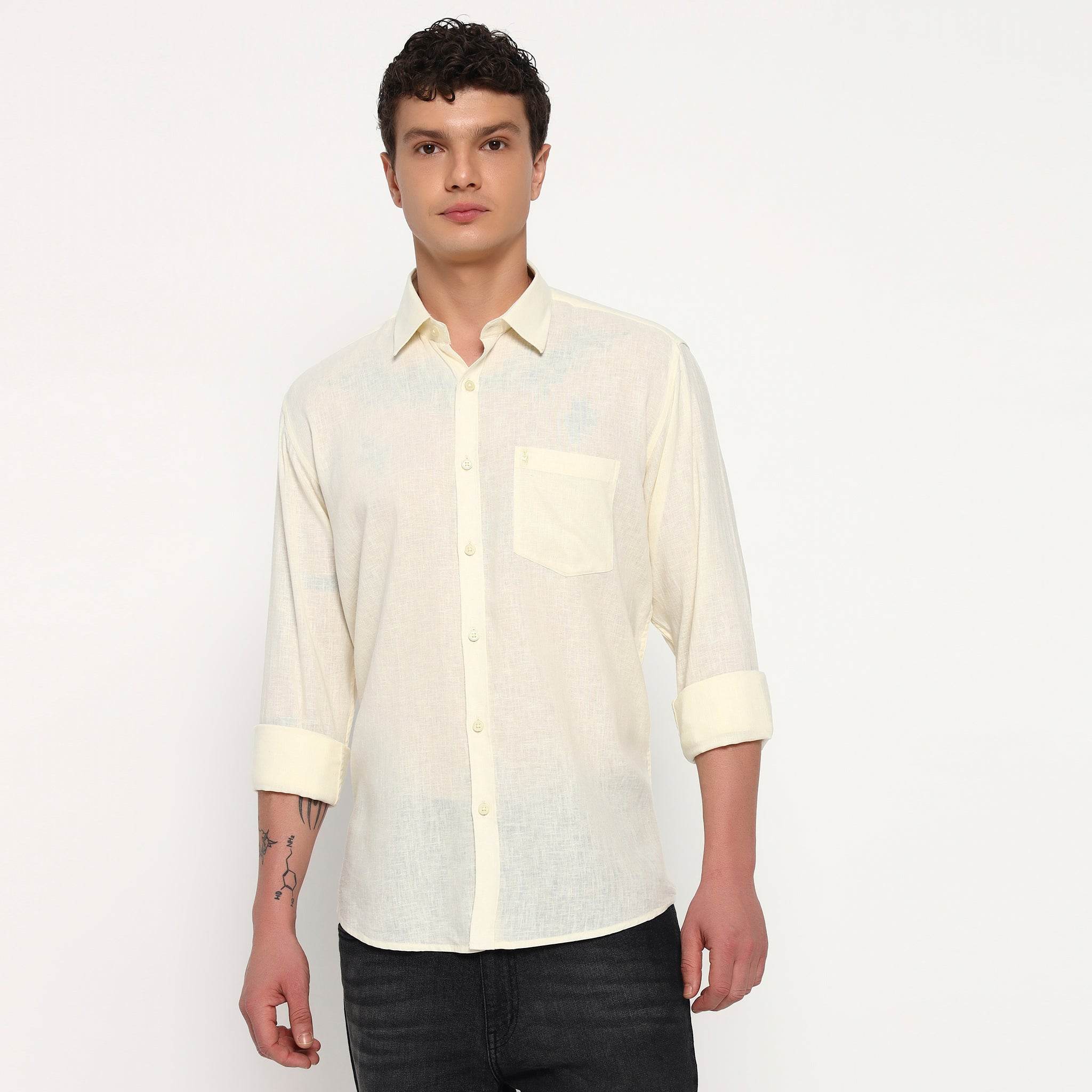 Pale Yellow Belgian Linen Shirt