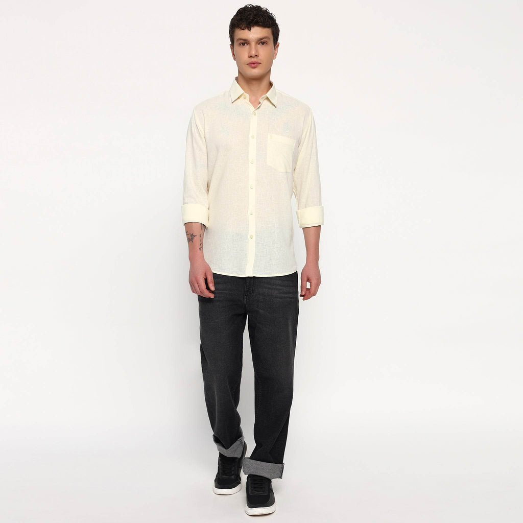 Pale Yellow Belgian Linen Shirt