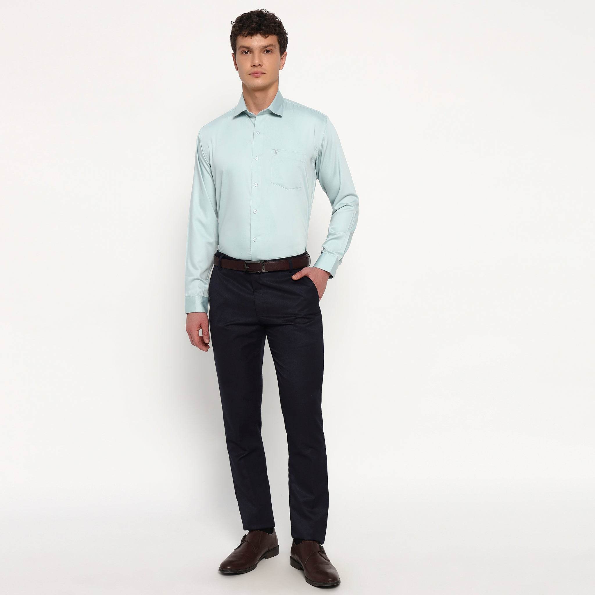 Aqua Cyan Bamboo Shirt
