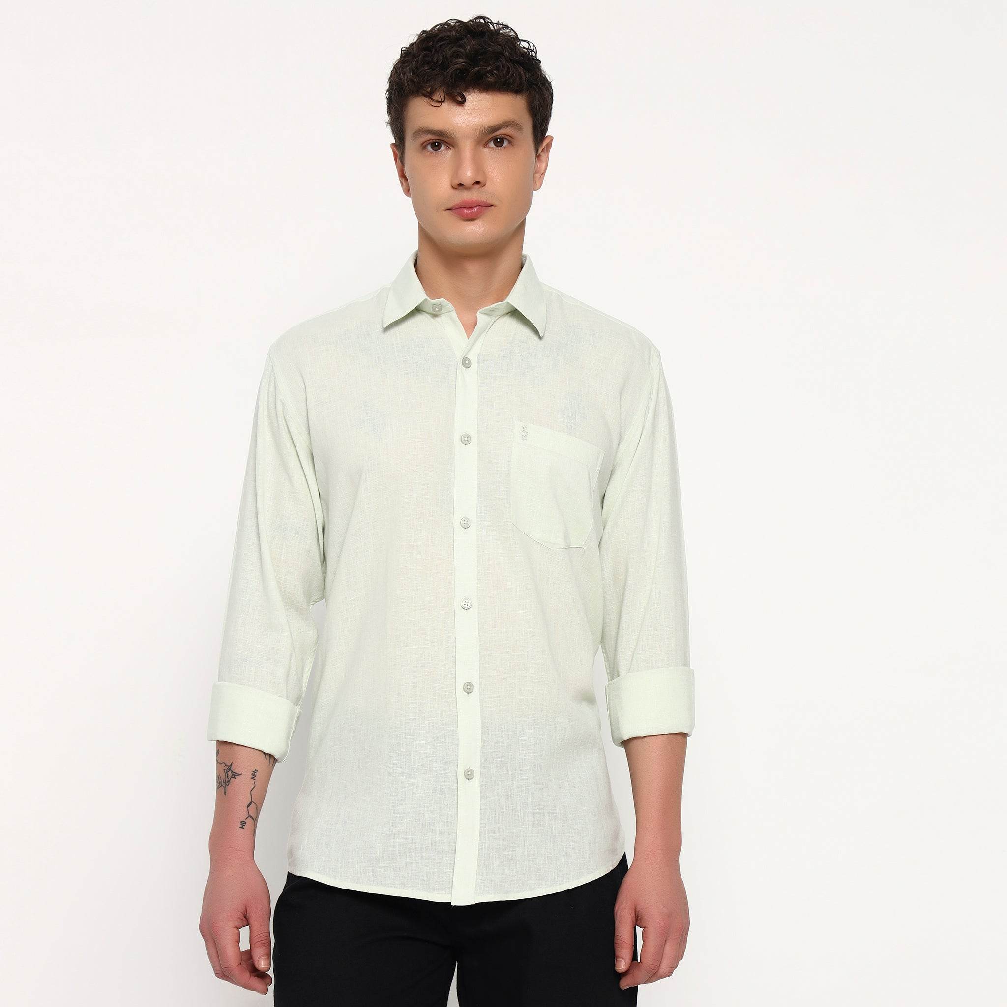 Mint Green Belgian Linen Shirt