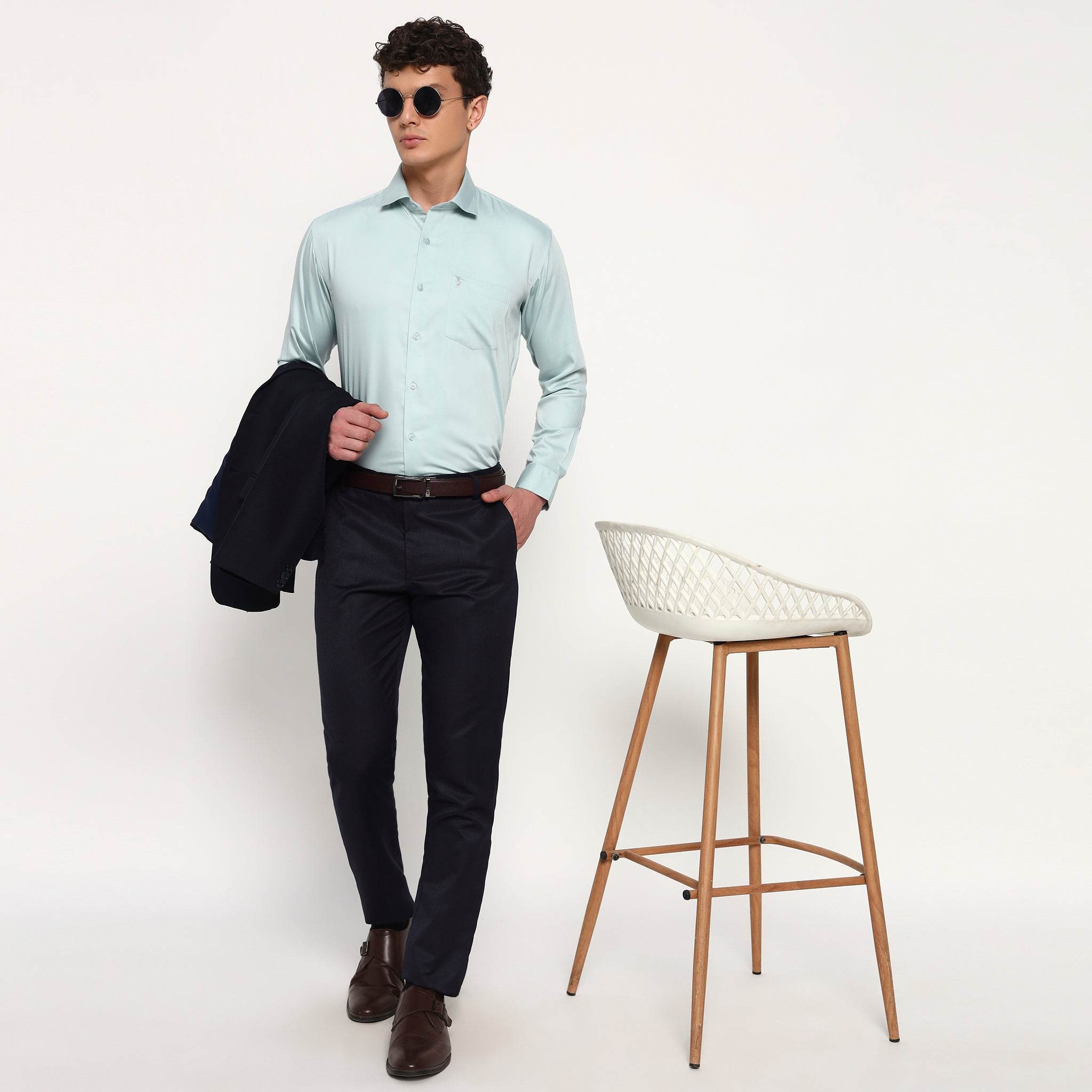 Aqua Cyan Bamboo Shirt