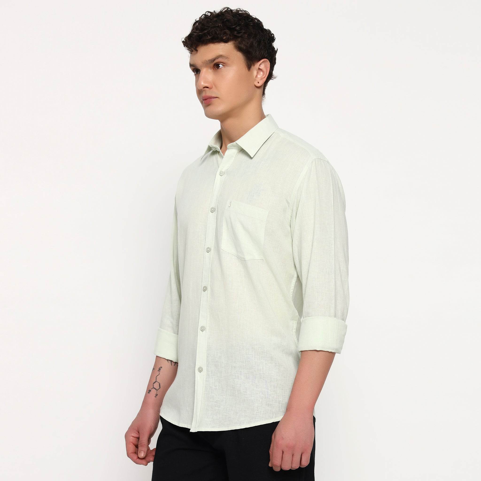 Mint Green Belgian Linen Shirt