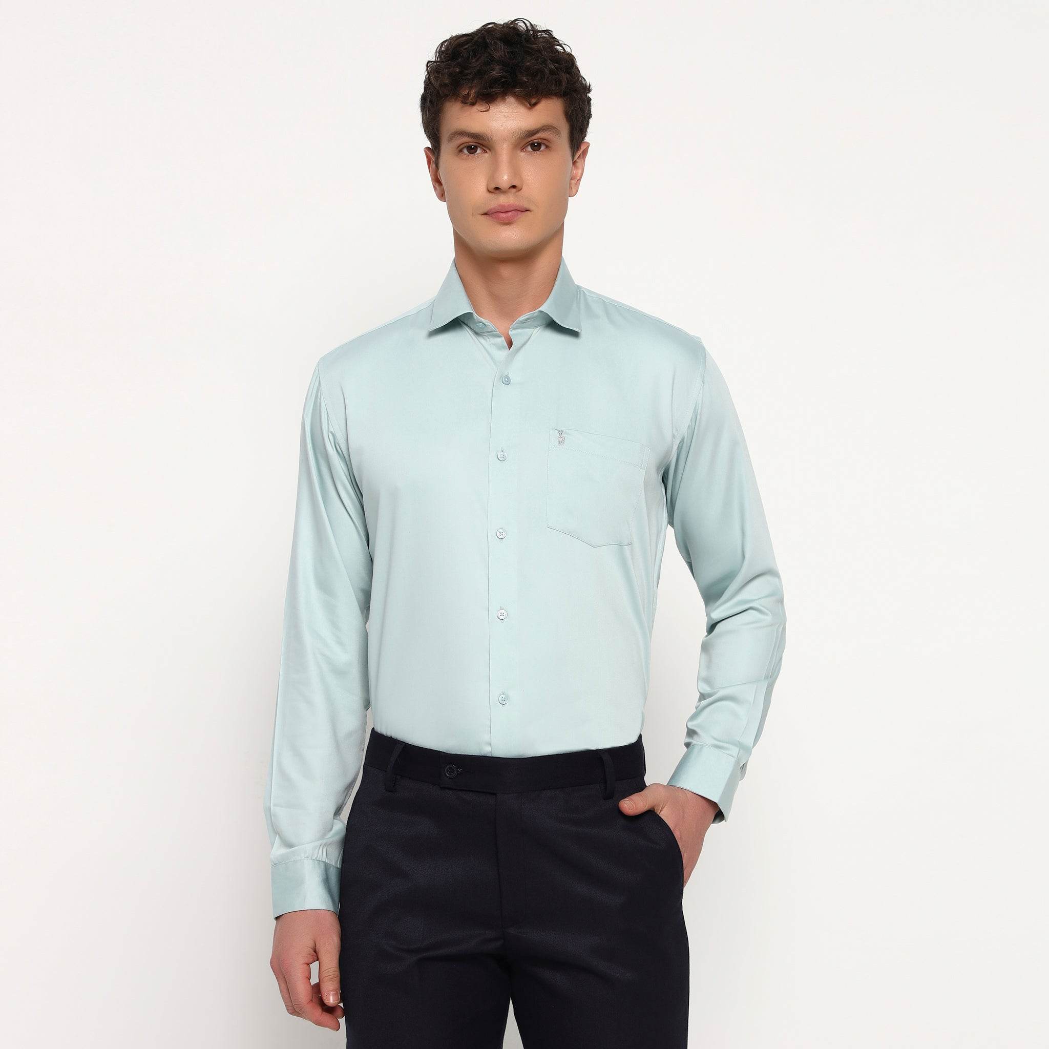 Aqua Cyan Bamboo Shirt