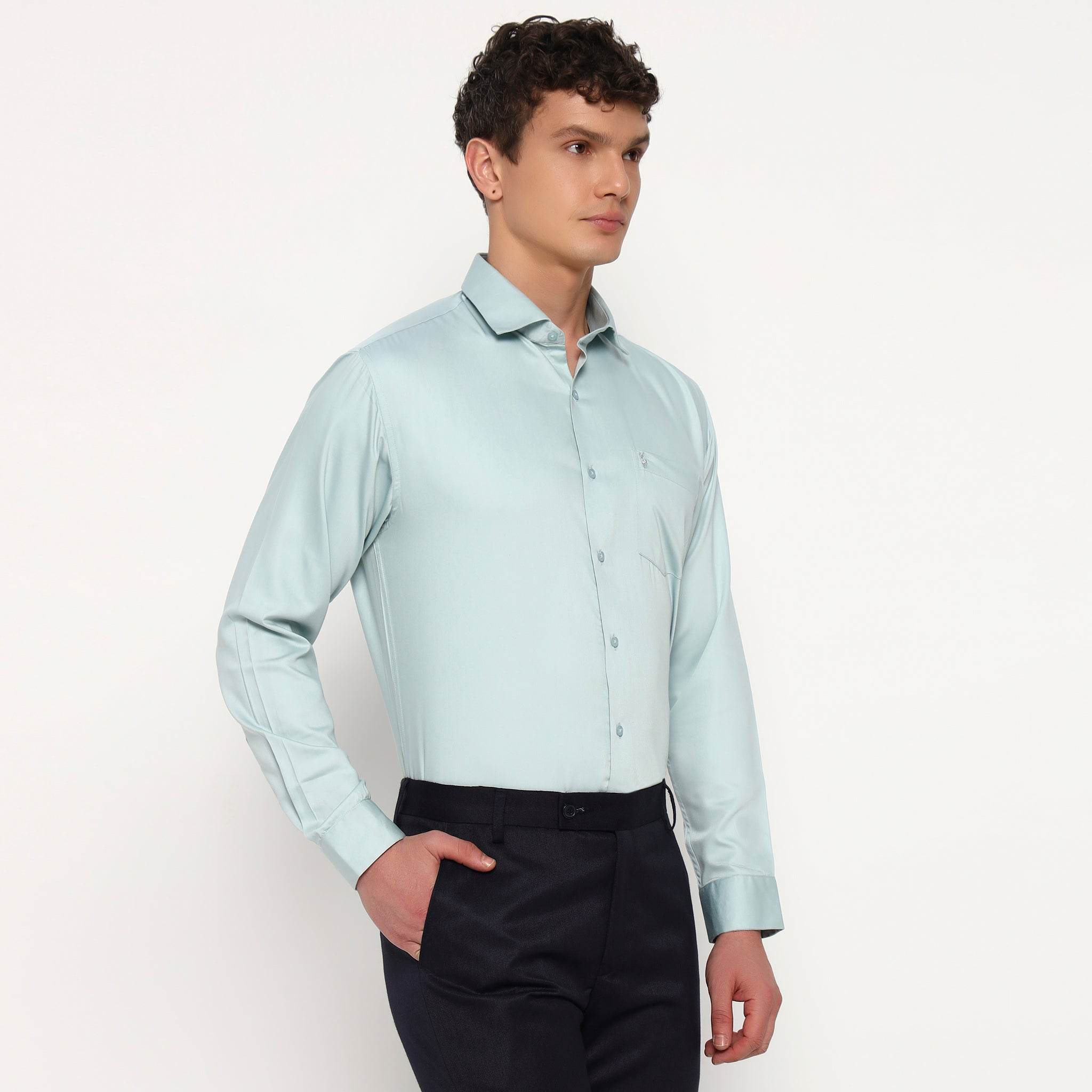 Aqua Cyan Bamboo Shirt
