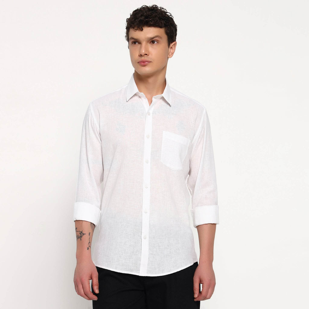 Snow White Belgian Linen Shirt