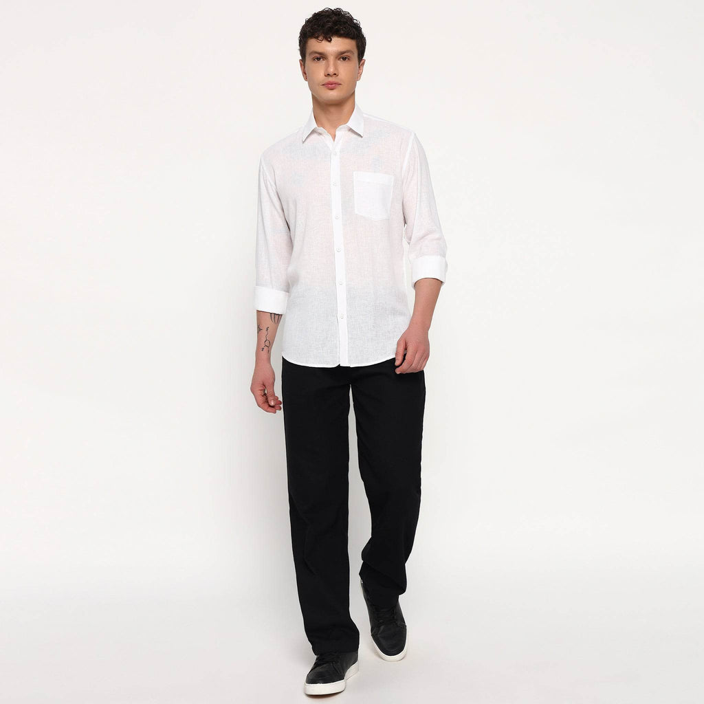 Snow White Belgian Linen Shirt