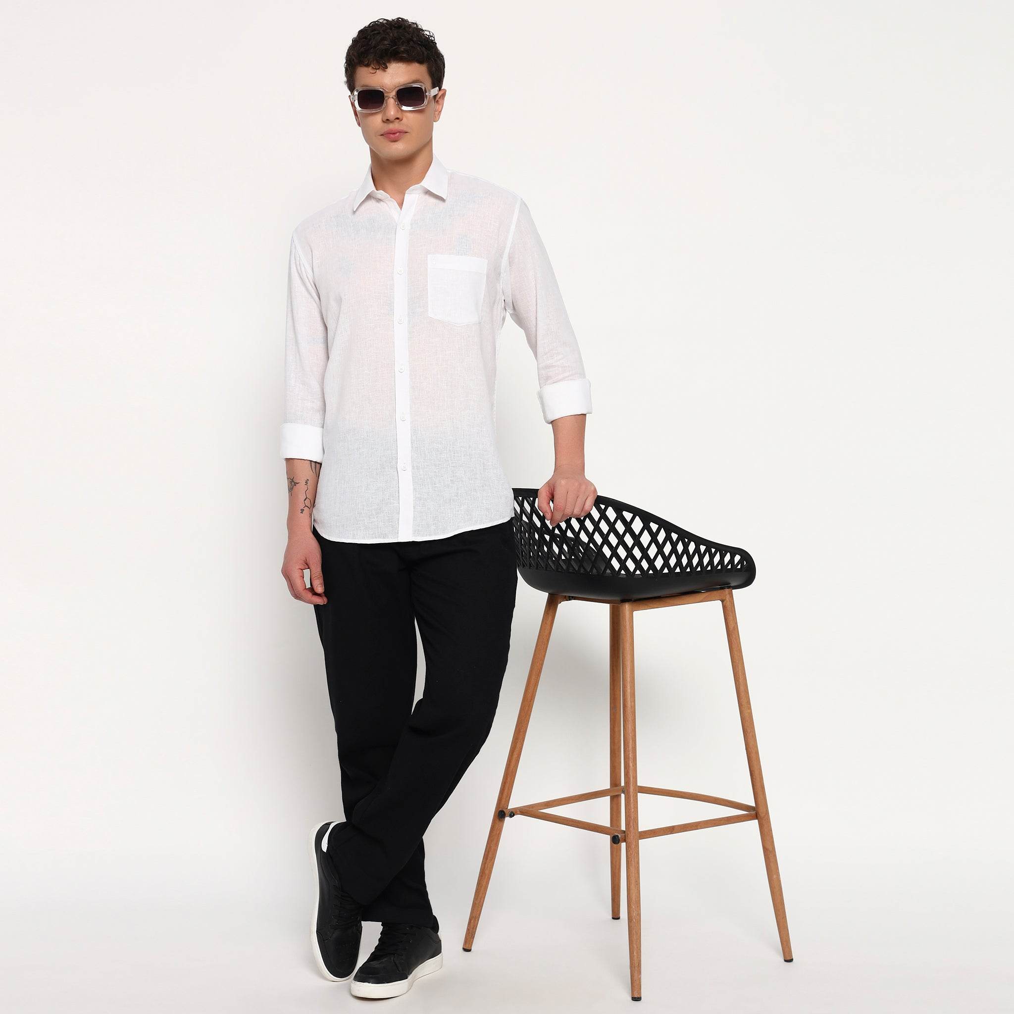 Snow White Belgian Linen Shirt