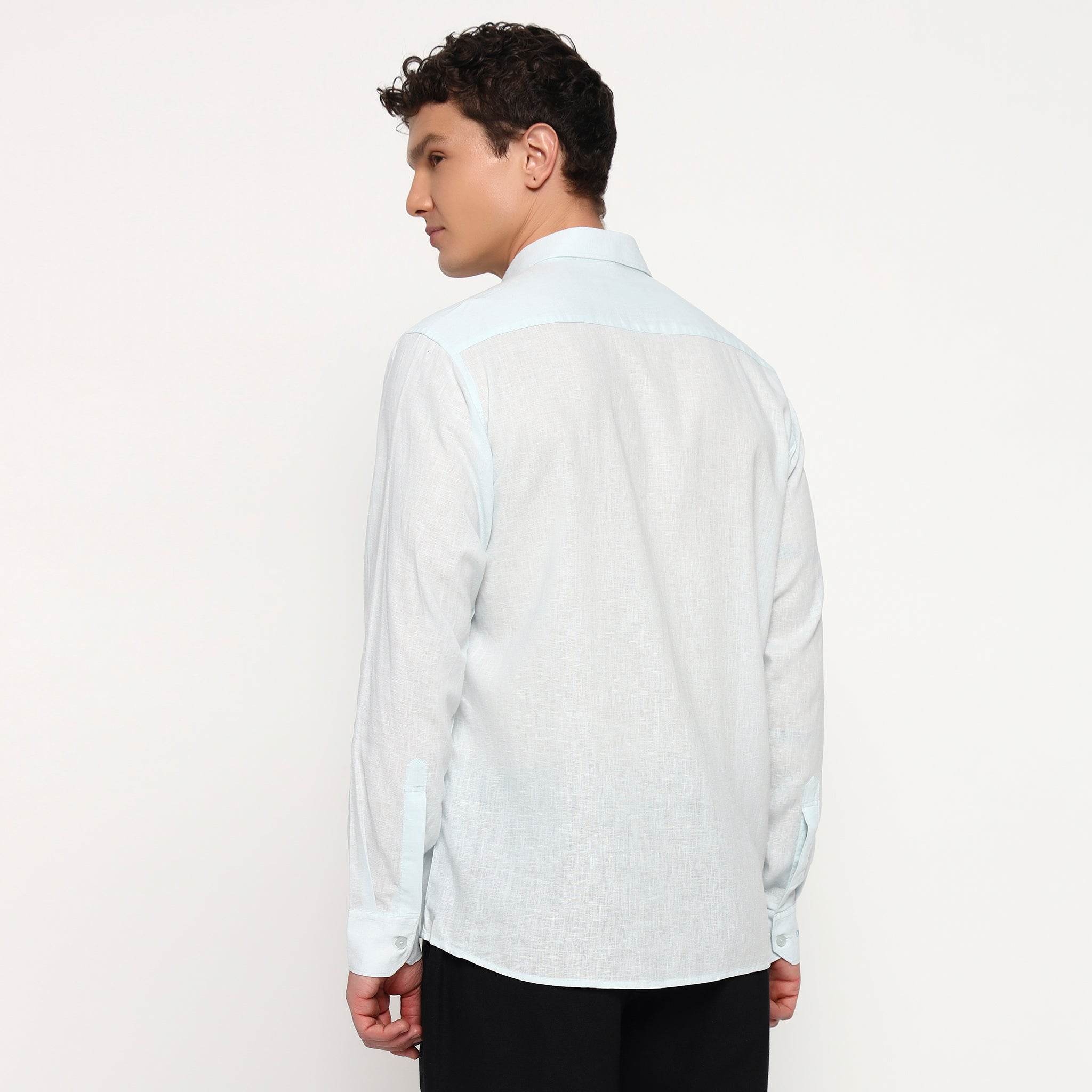 Ice Blue Belgian Linen Shirt