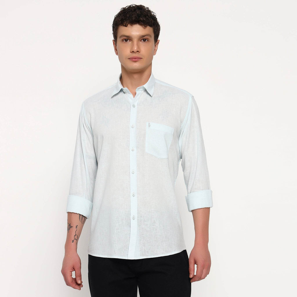 Ice Blue Belgian Linen Shirt