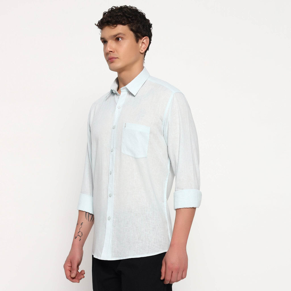 Ice Blue Belgian Linen Shirt