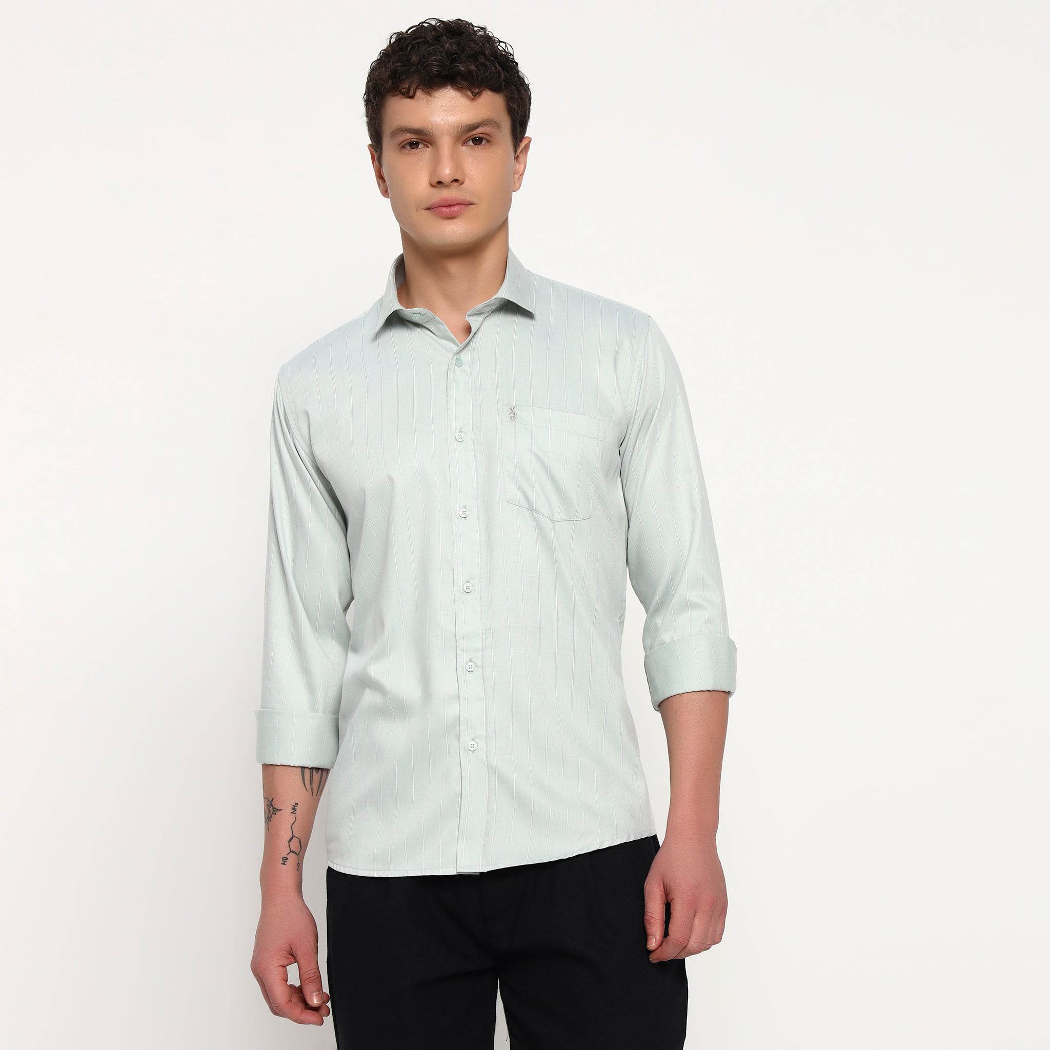 Mint Green Stripes Bamboo Shirt