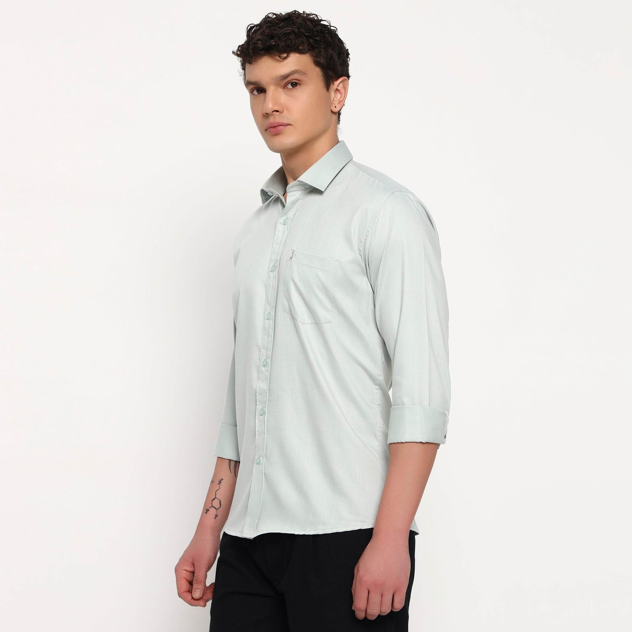 Mint Green Stripes Bamboo Shirt