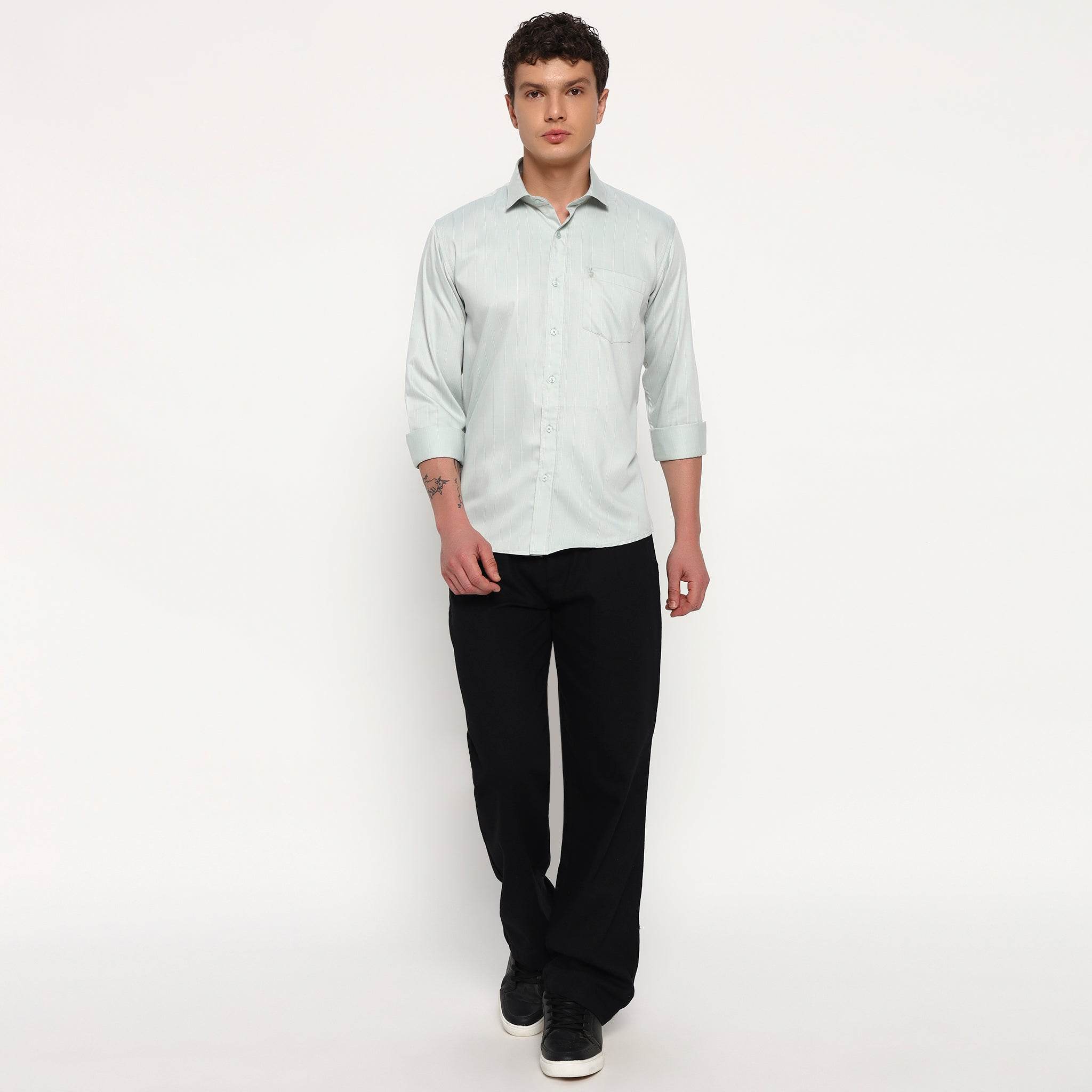 Mint Green Stripes Bamboo Shirt