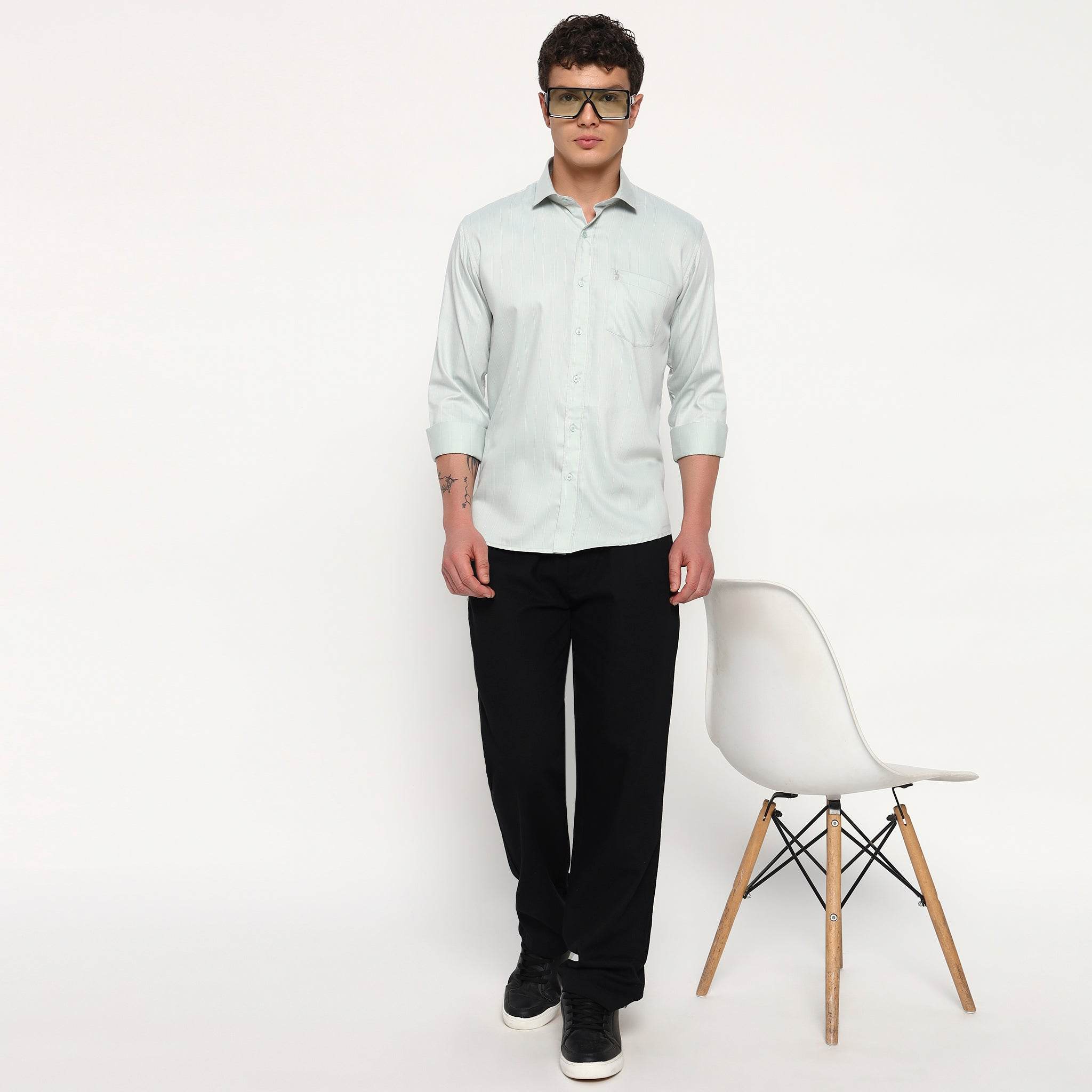 Mint Green Stripes Bamboo Shirt