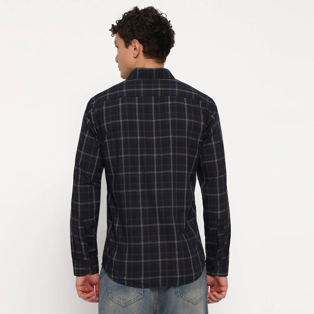 Deep Blue Checks Cotton Shirt