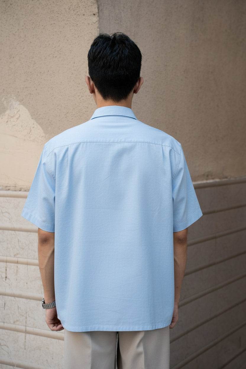 Sky Blue Oversized Half Sleeves Shirt