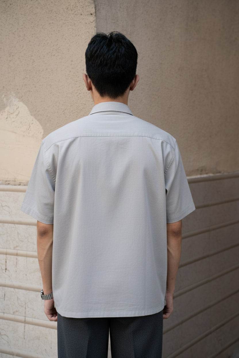 Grey Oversized Half Sleeves Shirt