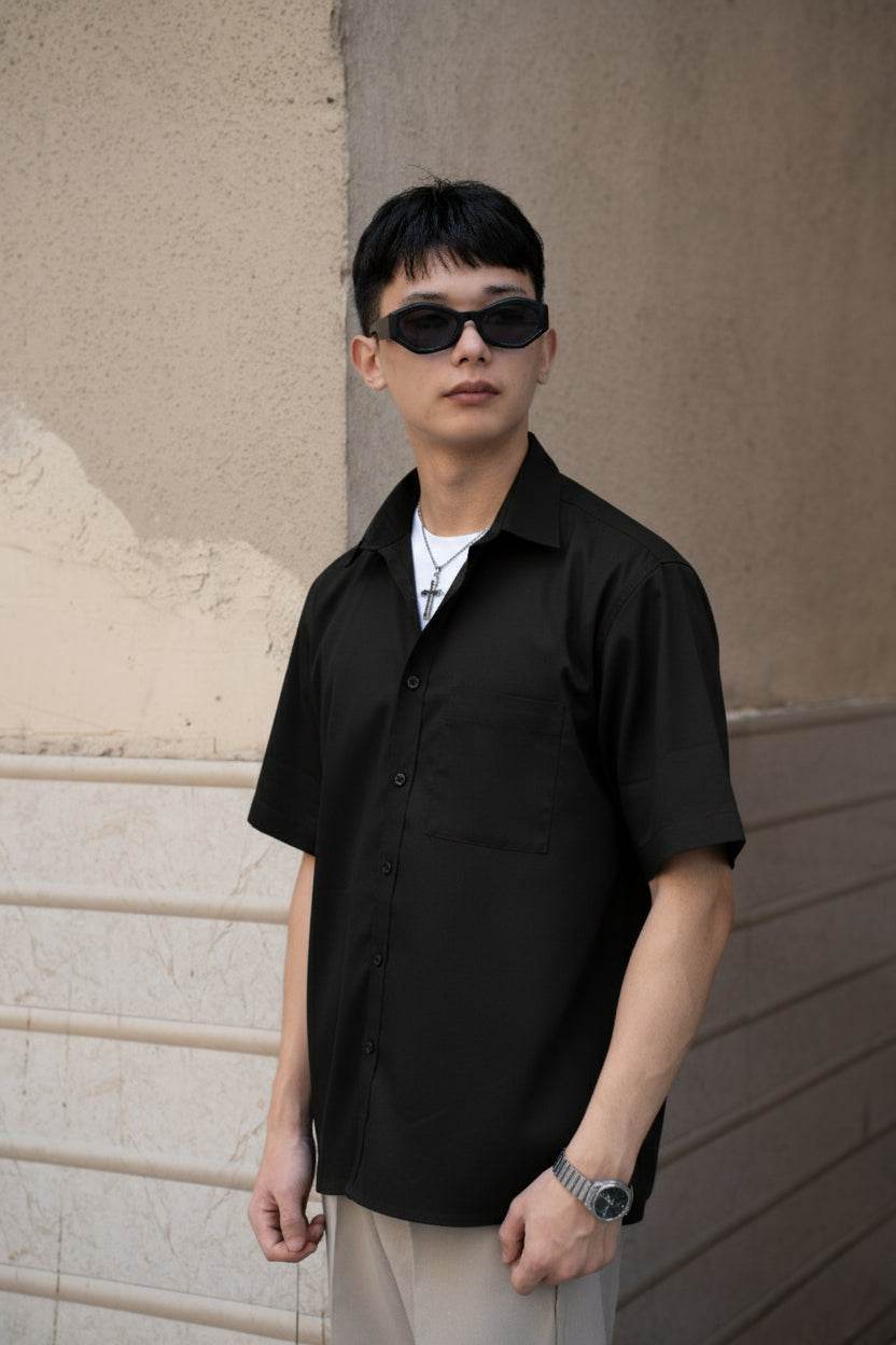 Black Oversized Half Sleeves Shirt