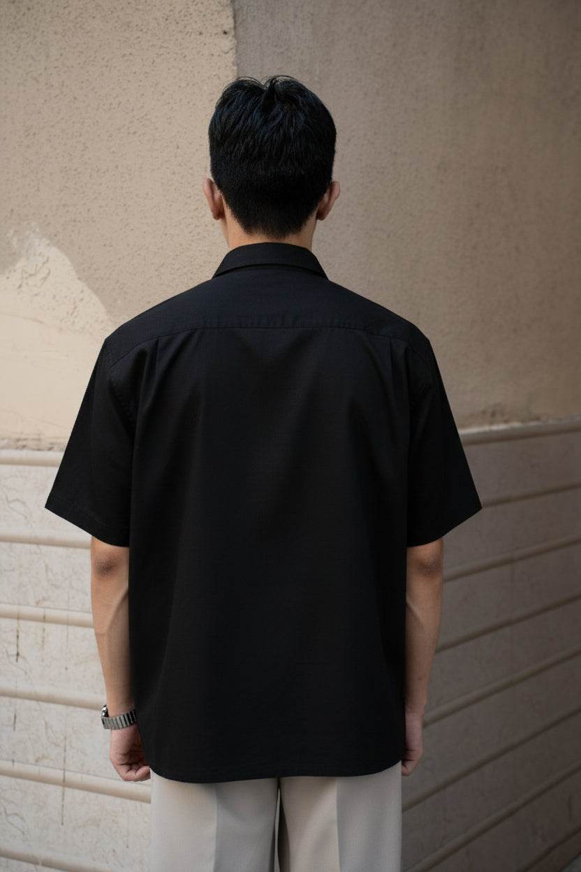 Black Oversized Half Sleeves Shirt
