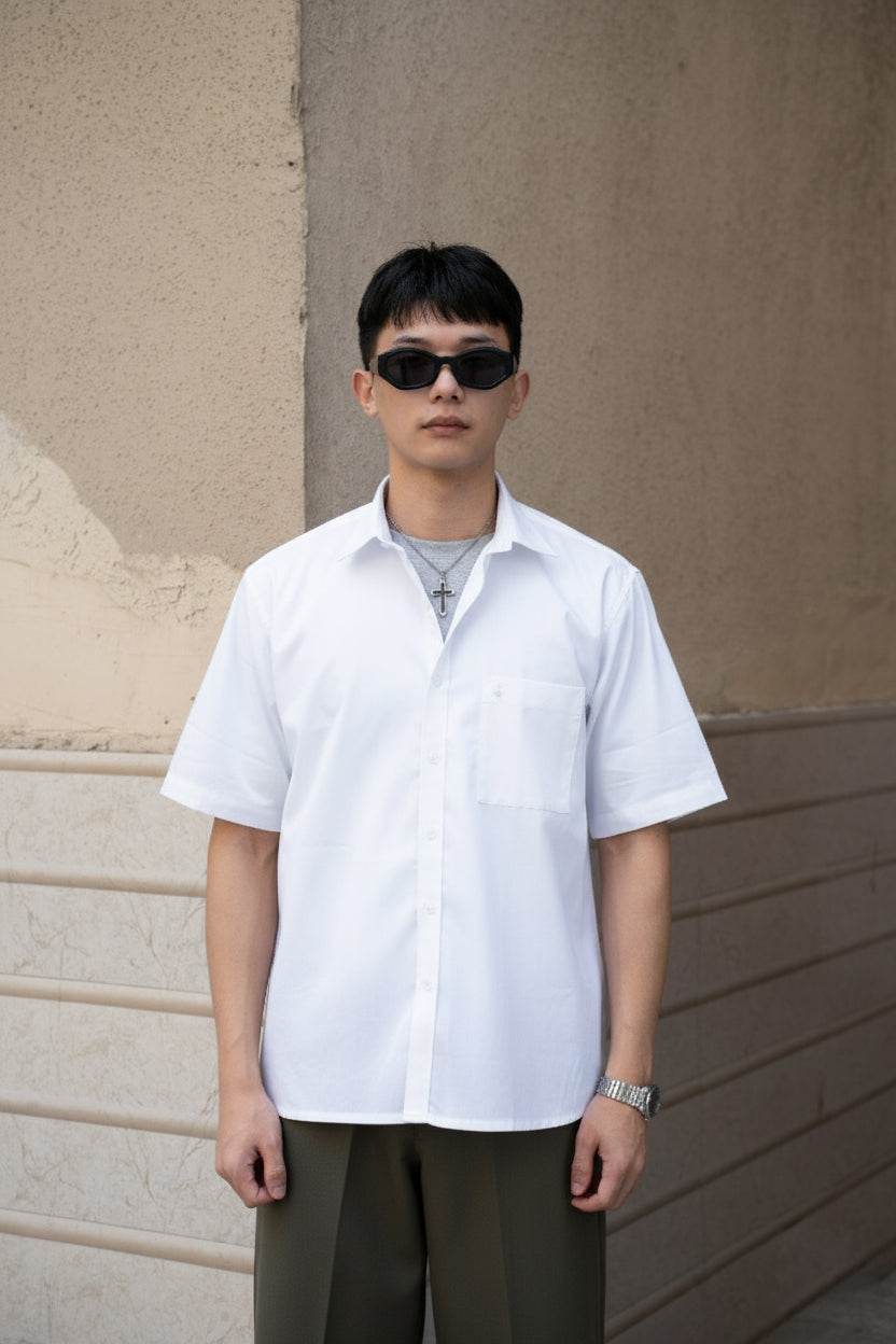 White Oversized Half Sleeves Shirt