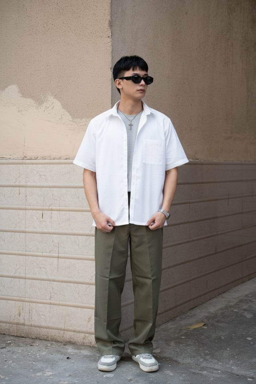 White Oversized Half Sleeves Shirt