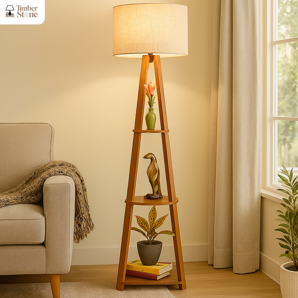 Classic Wooden Column Floor Lamp