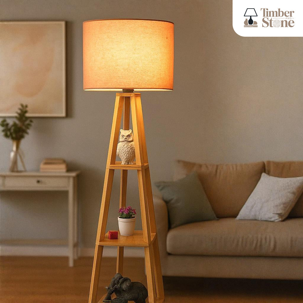 Classic Wooden Column Floor Lamp