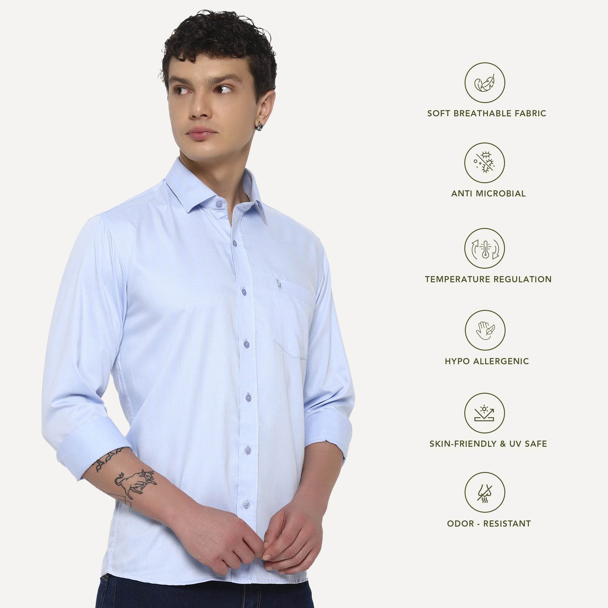 Skyline Blue Stripes Bamboo Shirt