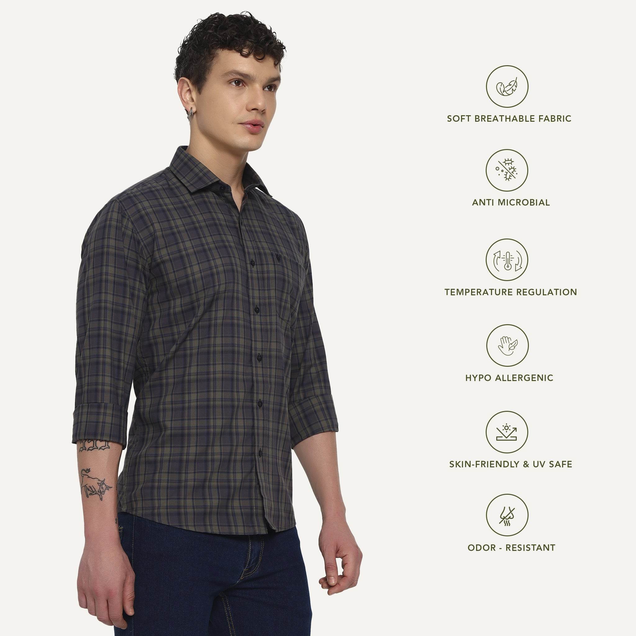 Forest Plum Bamboo Checks Shirt