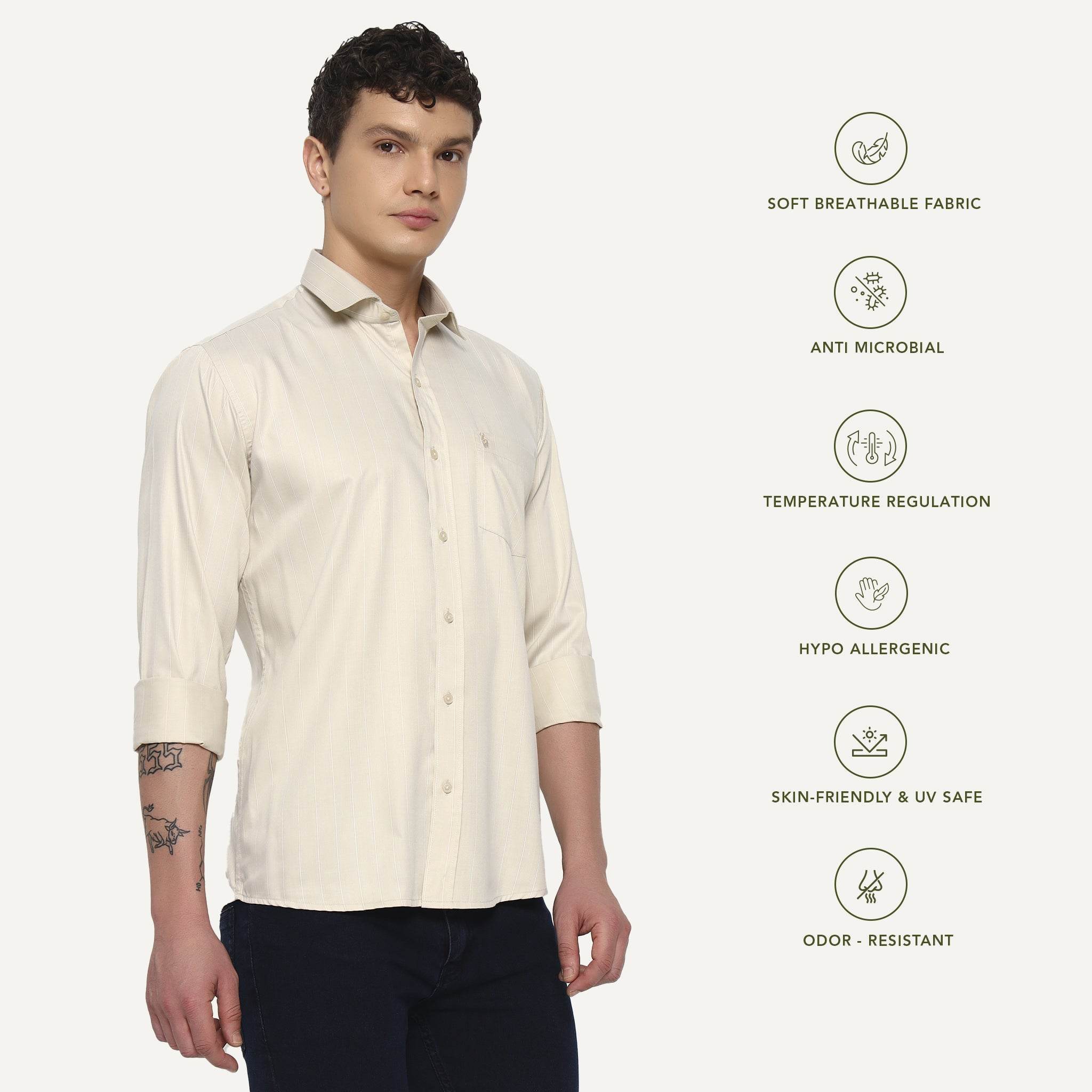 Sandline Beige Stripes Bamboo Shirt