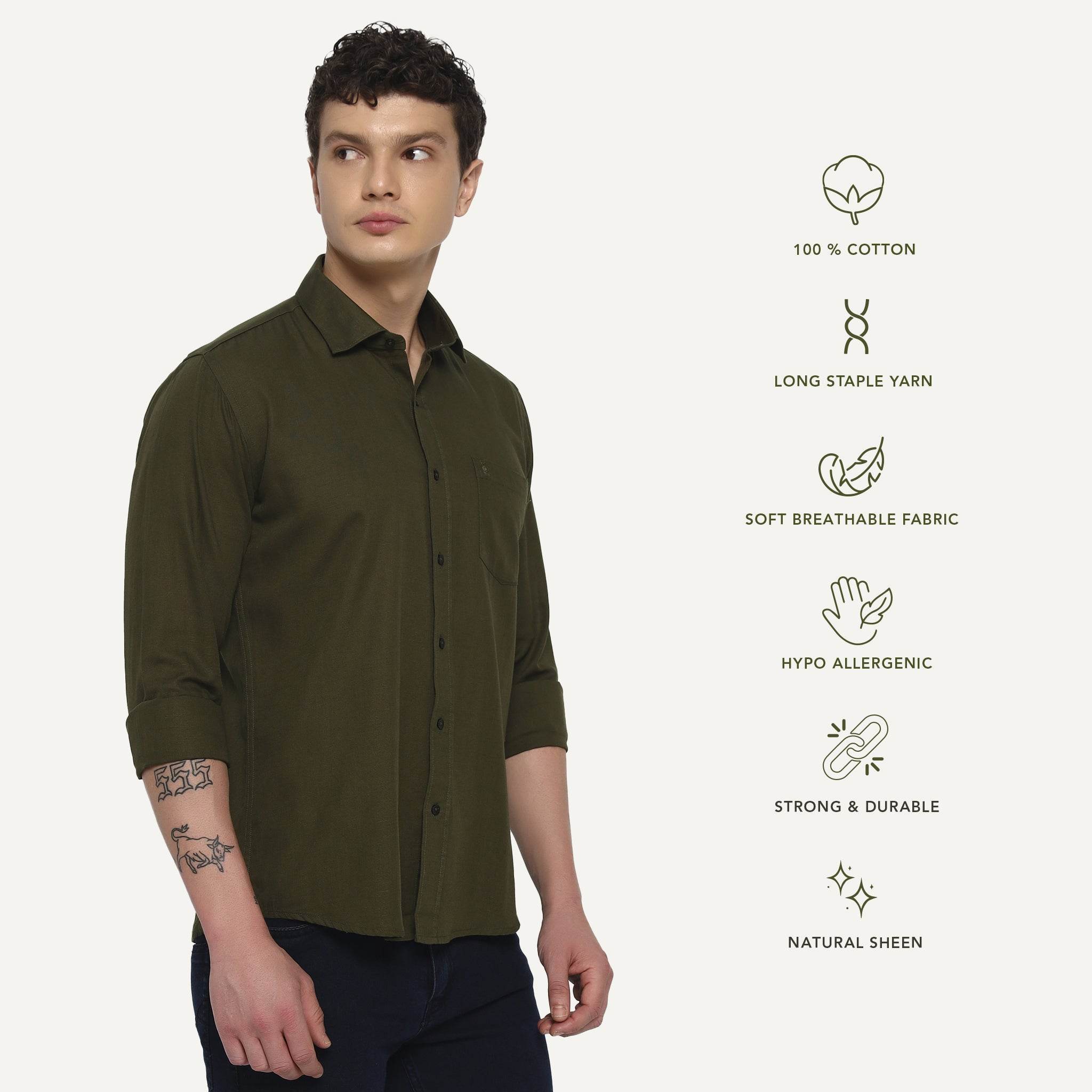 Dark Green Cotton Shirt