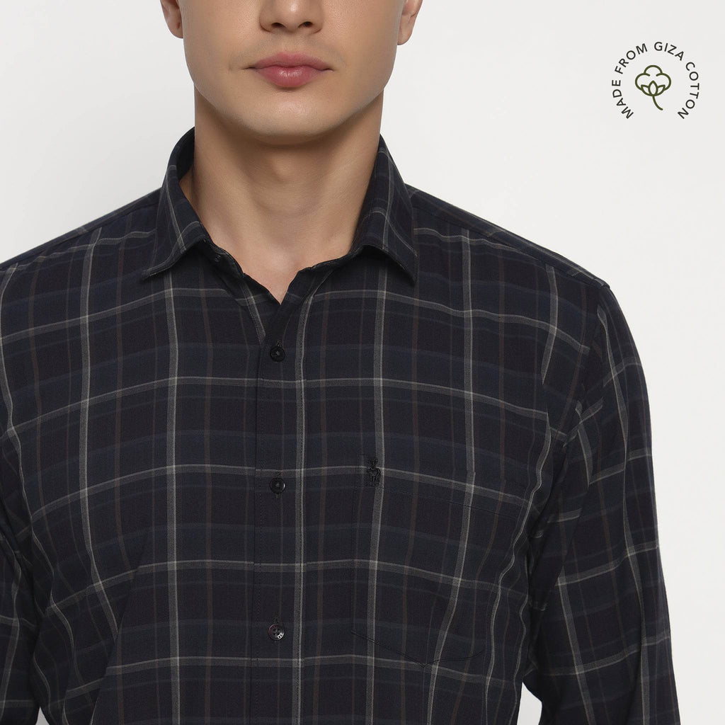 Deep Blue Checks Cotton Shirt