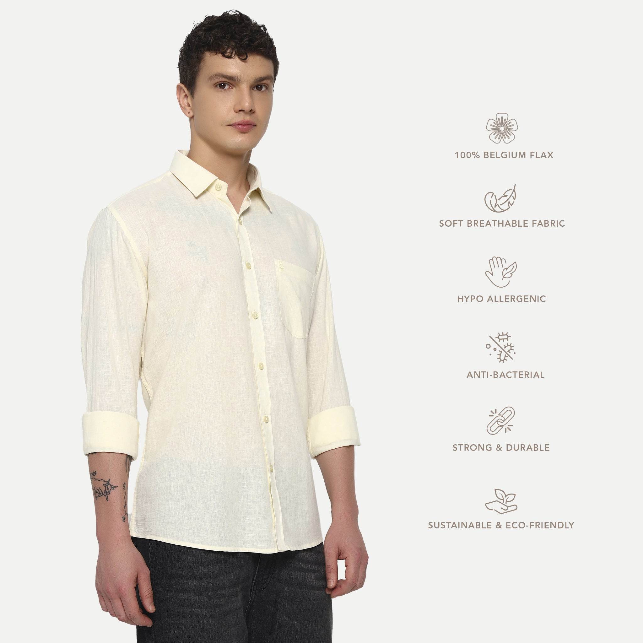 Pale Yellow Belgian Linen Shirt
