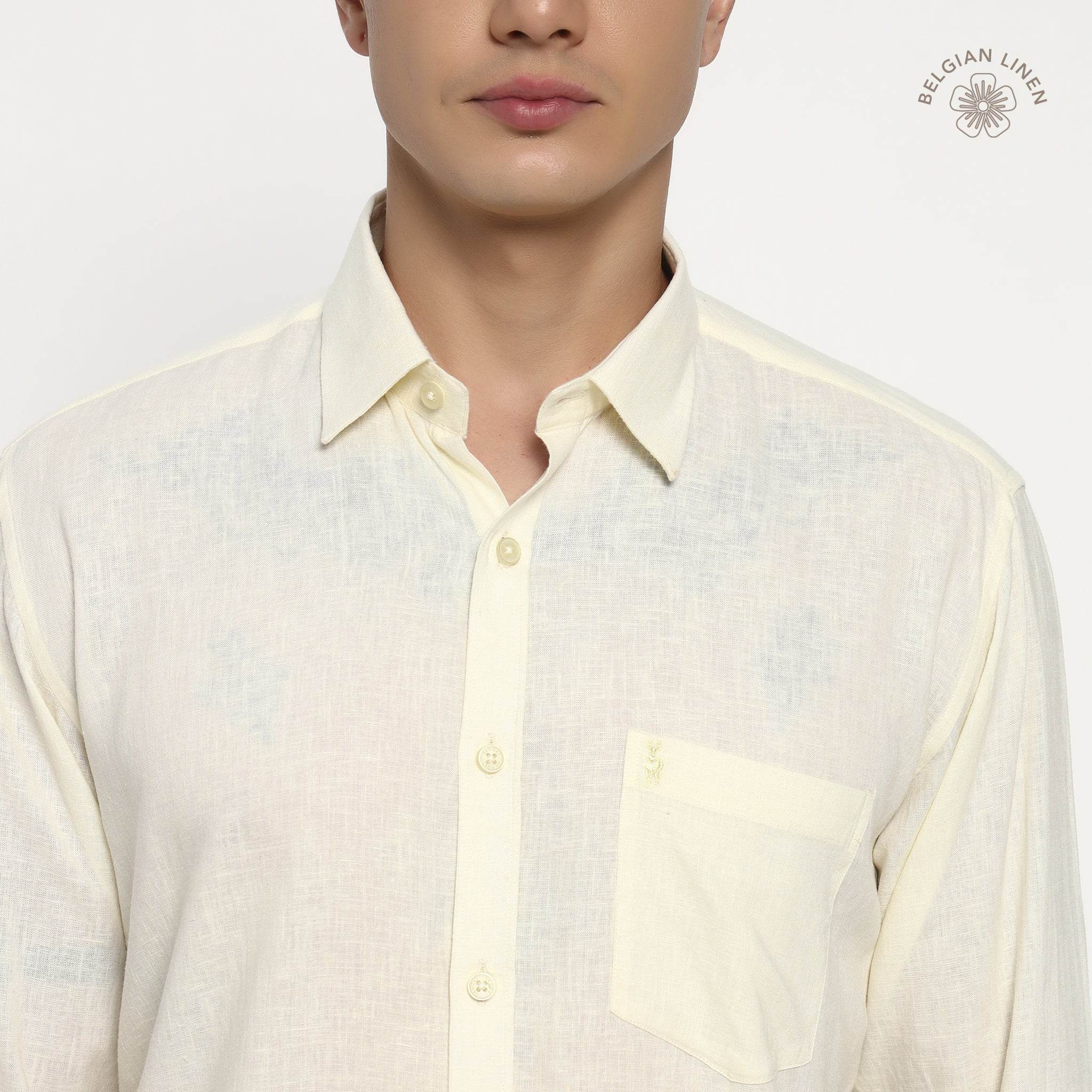 Pale Yellow Belgian Linen Shirt