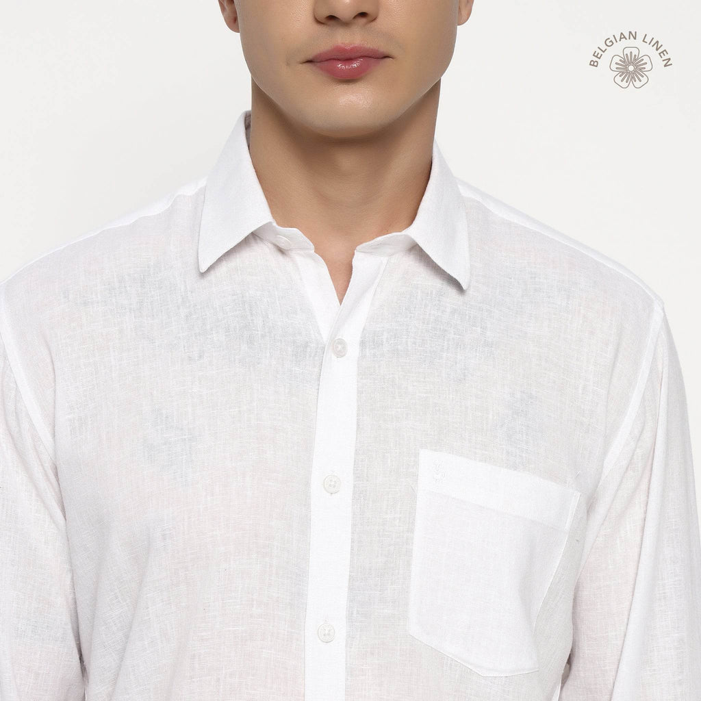 Snow White Belgian Linen Shirt